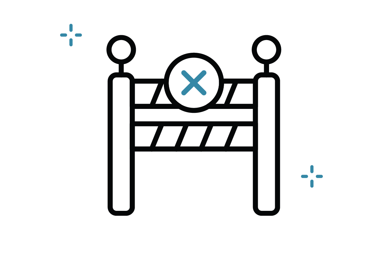 Barrier icon illustrating challenges and obstacles in accessing child care services.