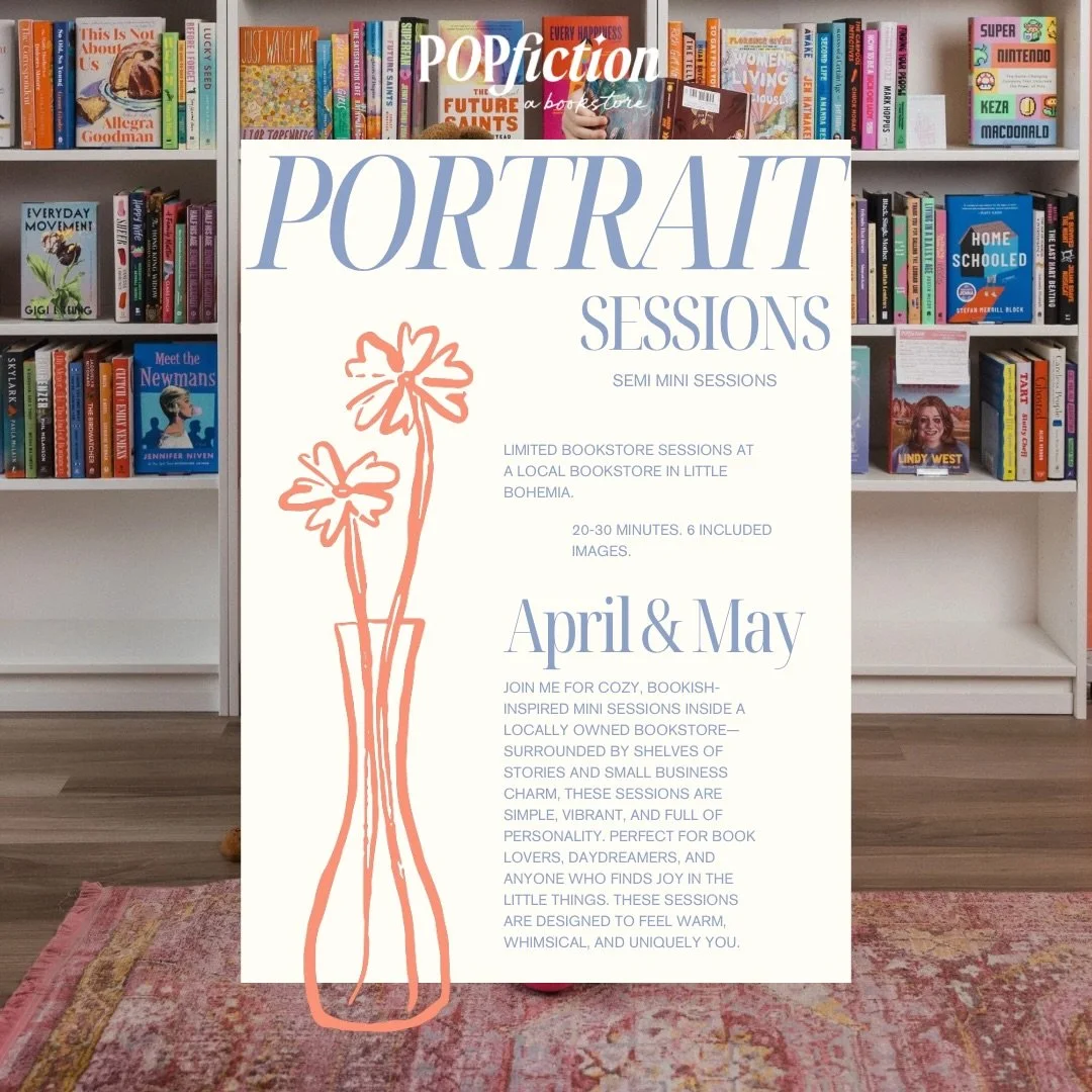 Bookstore Portrait Sessions are Open 📚💖

We&rsquo;re taking things off the beaten path this Spring and hosting sessions inside a locally owned bookstore for something more colorful, unique, and full of personality. 

Perfect for readers, creatives,