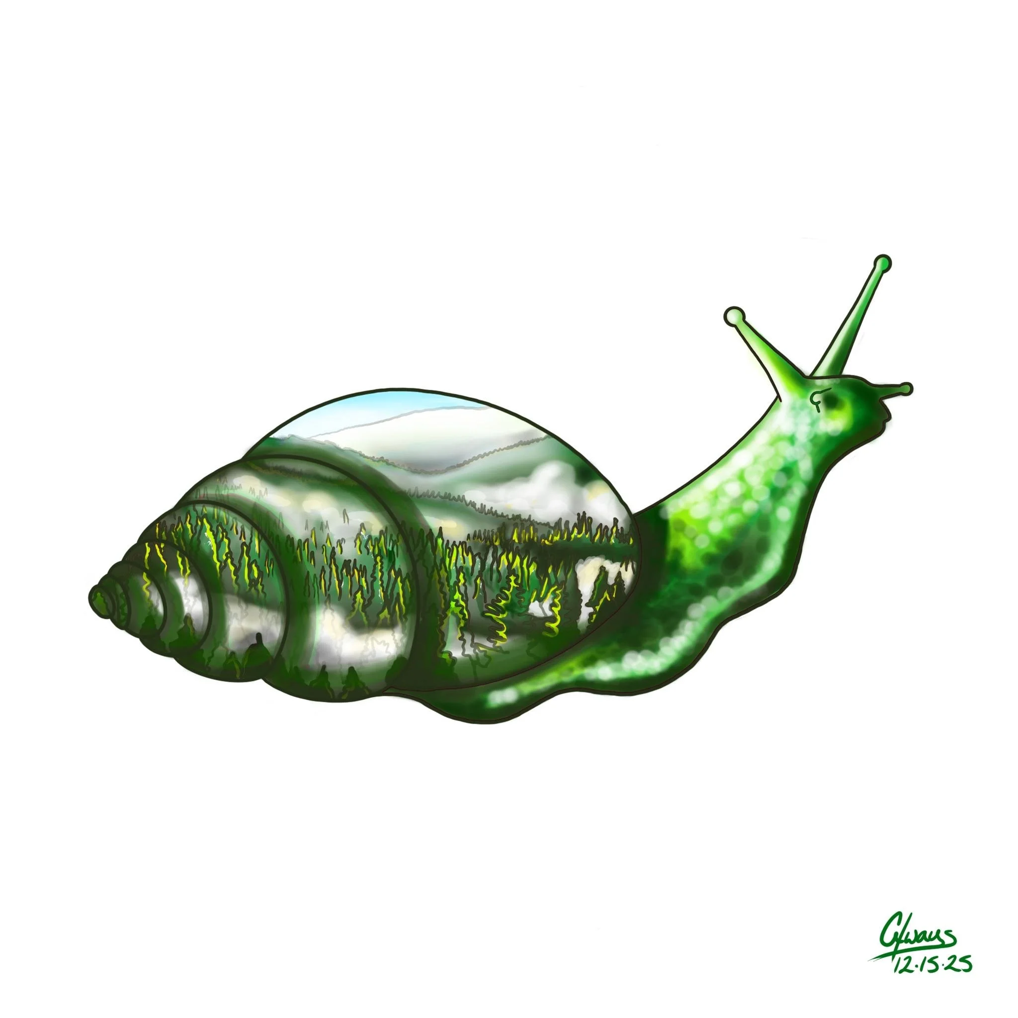 Snail Sticker - Green Forest