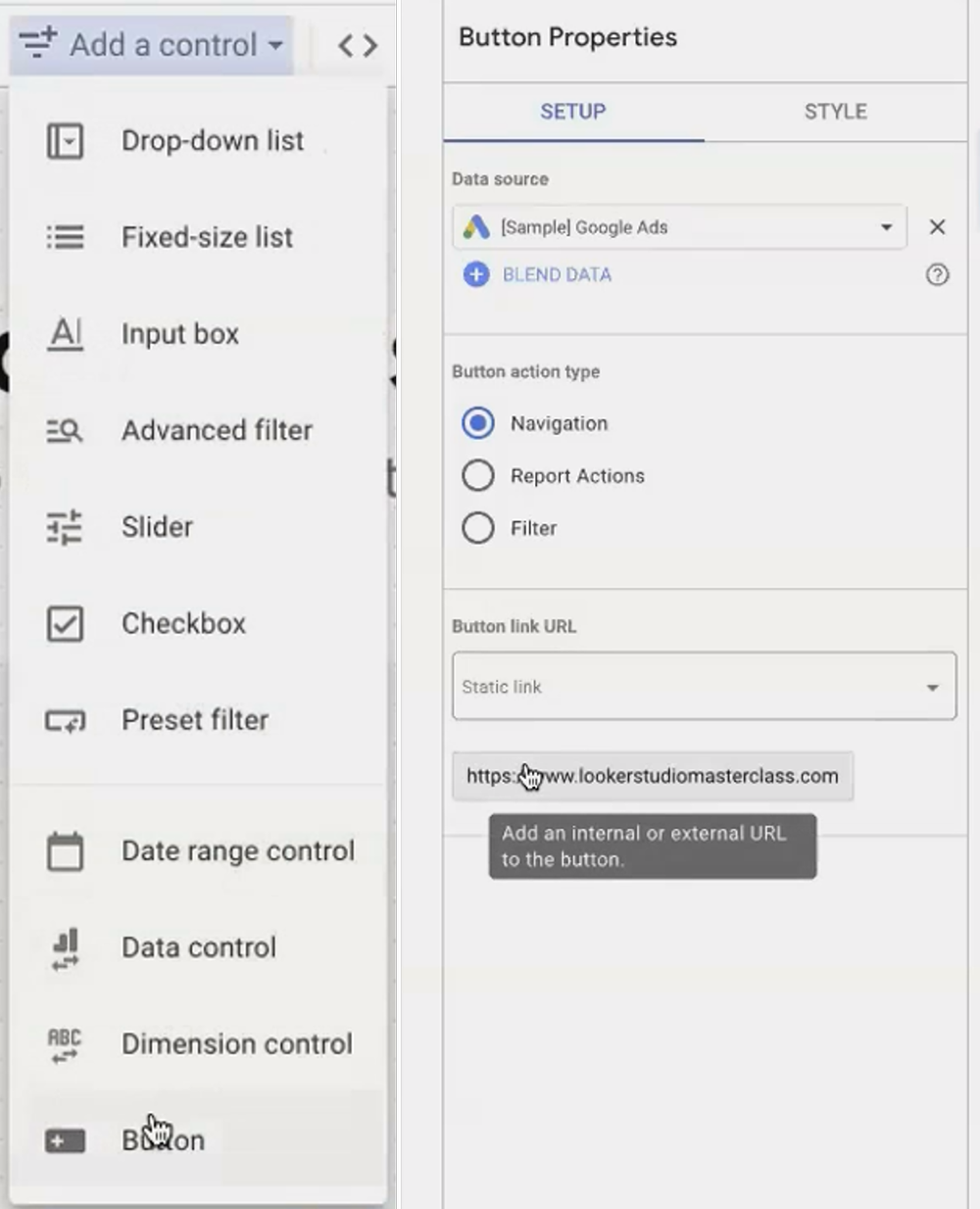 Look Button Looker Studio Button Tutorial: Create One-Click Filters, Dynamic Links ...