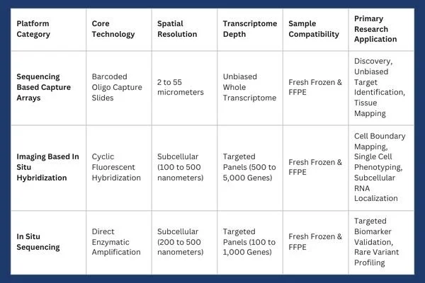 Comparative Analysis of Primary Spactial Omics Technologies