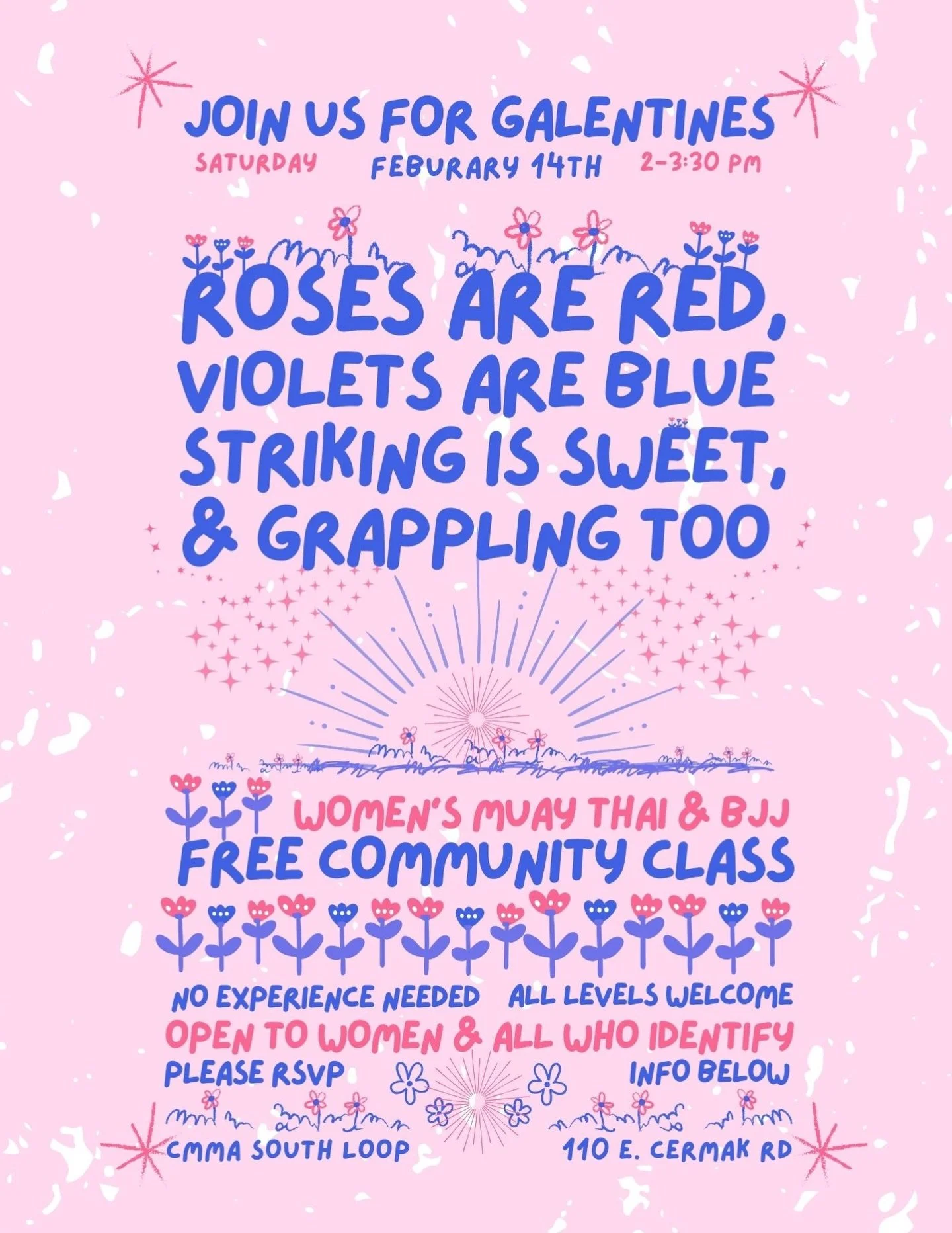 Celebrate Valentine&rsquo;s Day a little differently this year by learning how to protect and challenge your body with an incredible group of gals.

Join us for a 90 minute Muay Thai &amp; Brazilian Jiu-Jitsu combo class led by the CMMA Women&rsquo;s