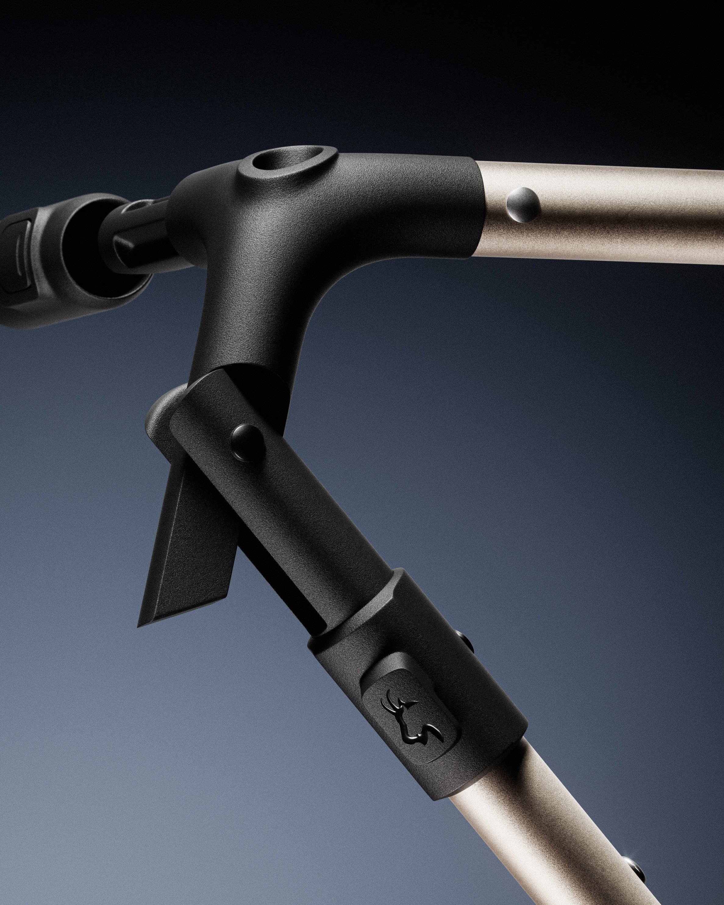 Top corner mechanism that features a compact fold down innovative design.