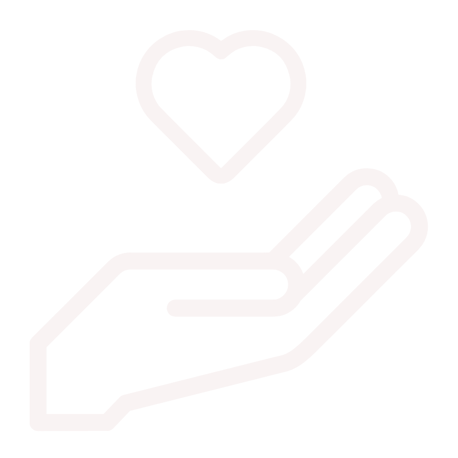 Outline of a hand with a heart above it.