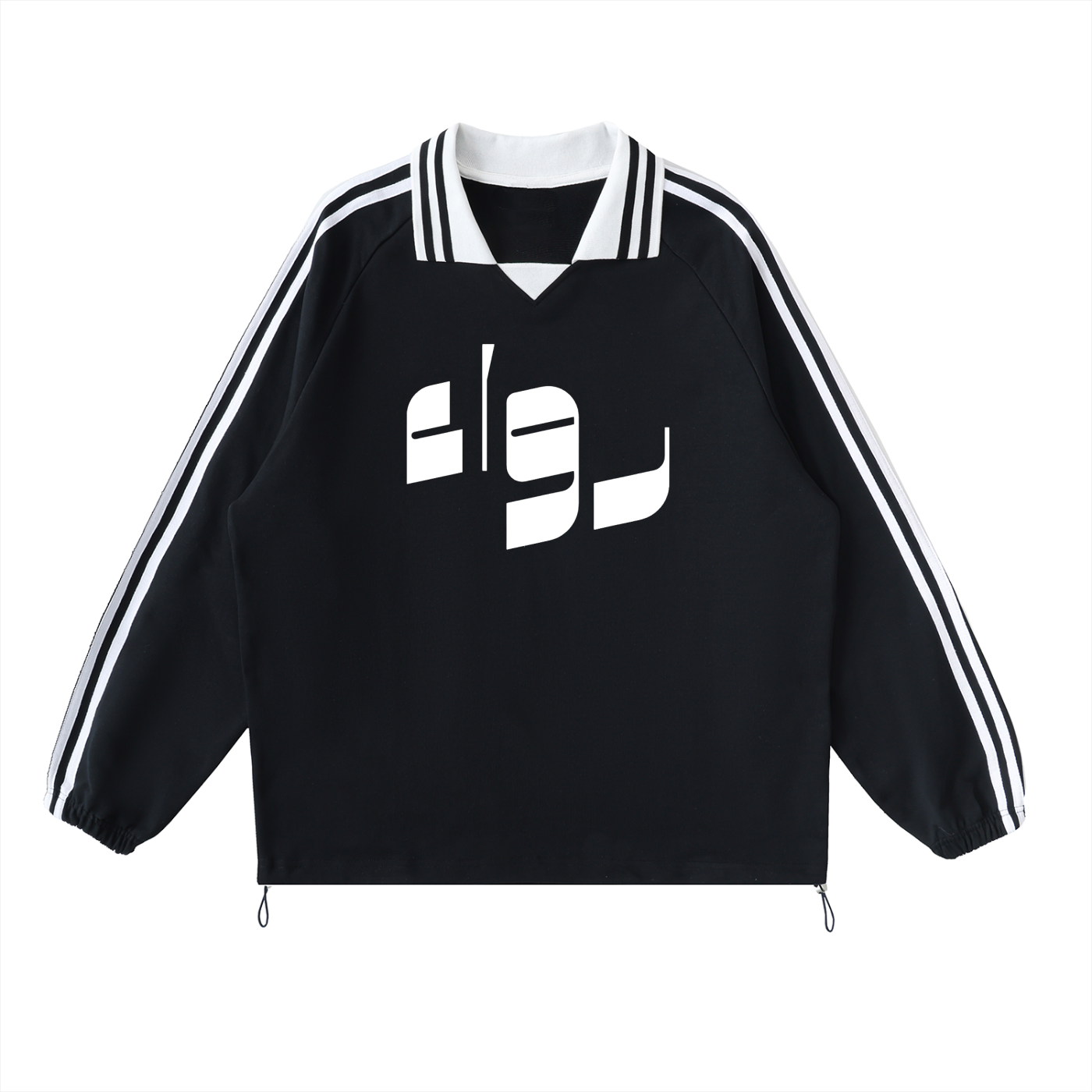 Contrast Striped Lapel Collar Sweatshirt