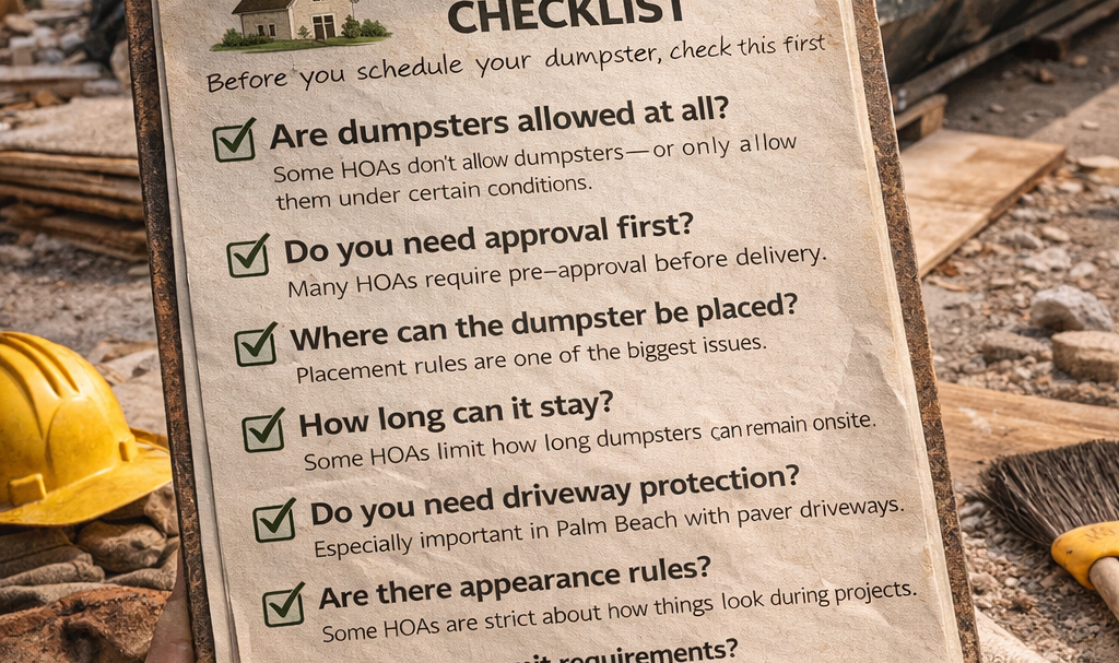 “Do You Have HOA Approval for That?” — The Dumpster Question That Delays Projects in Palm Beach