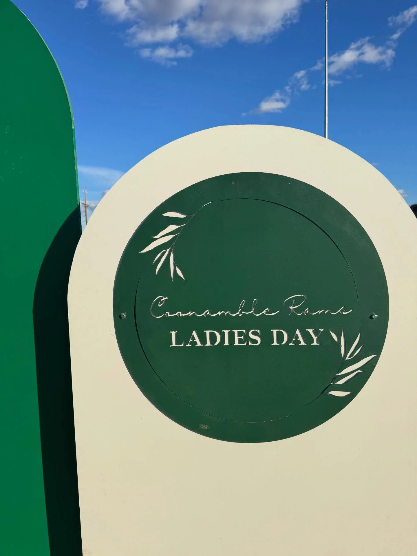 A custom round sign for @coonamblerams Ladies day. It&rsquo;s had a few coats of paint between themes but is still going strong!!