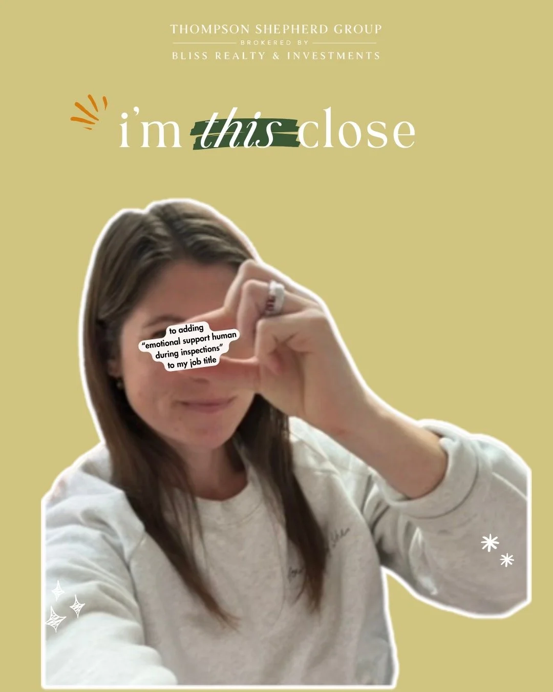I&rsquo;m THIIISSS close&hellip;

Brooke Pottle | Arizona Realtor | Thompson Shepherd Group | Brokered by Bliss Realty

📲602.295.9558

📧brooke@brookebarkerpottle.com