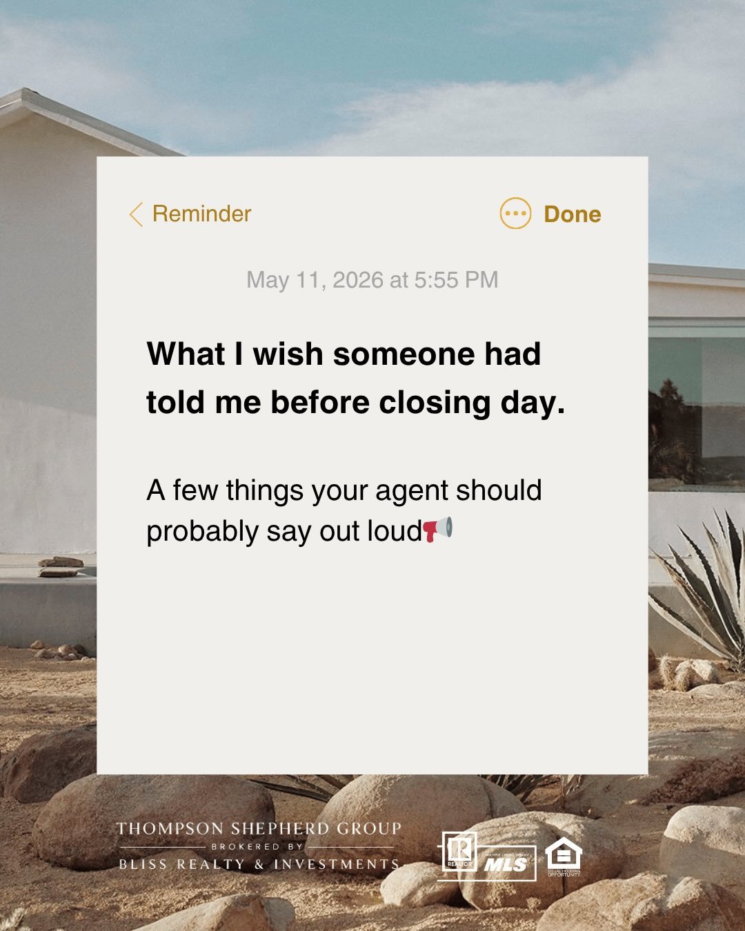 What I wish someone would have told me before my first closing day&hellip;

Brooke Pottle | Arizona Realtor | Thompson Shepherd Group | Brokered by Bliss Realty
📲602.295.9559
📧brooke@brookebarkerpottle.com

#homebuyingtips #realtorlife #arizonareal