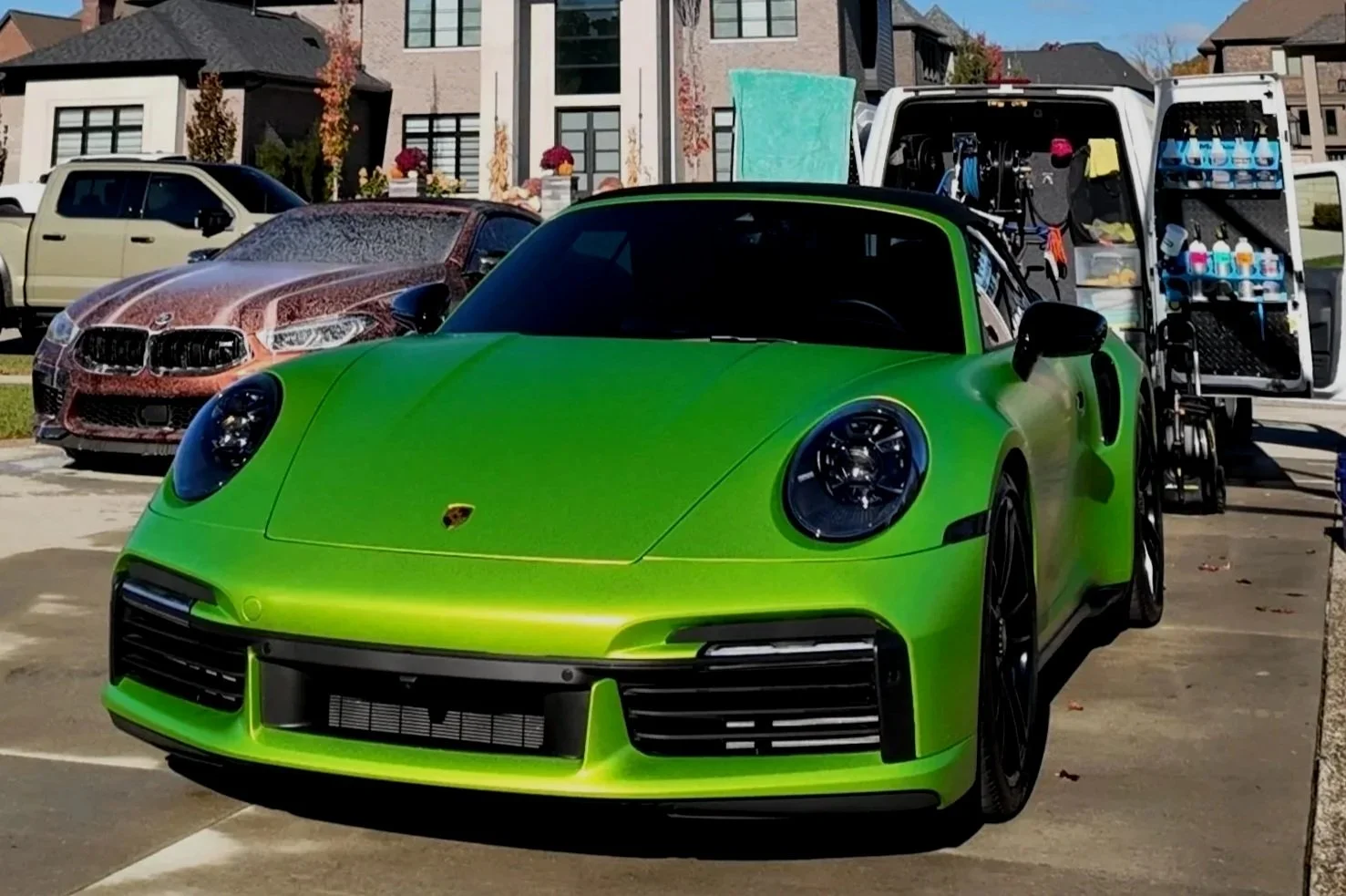 Premium paint protection and exterior detailing on a Porsche 911 Turbo S in East Lansing.