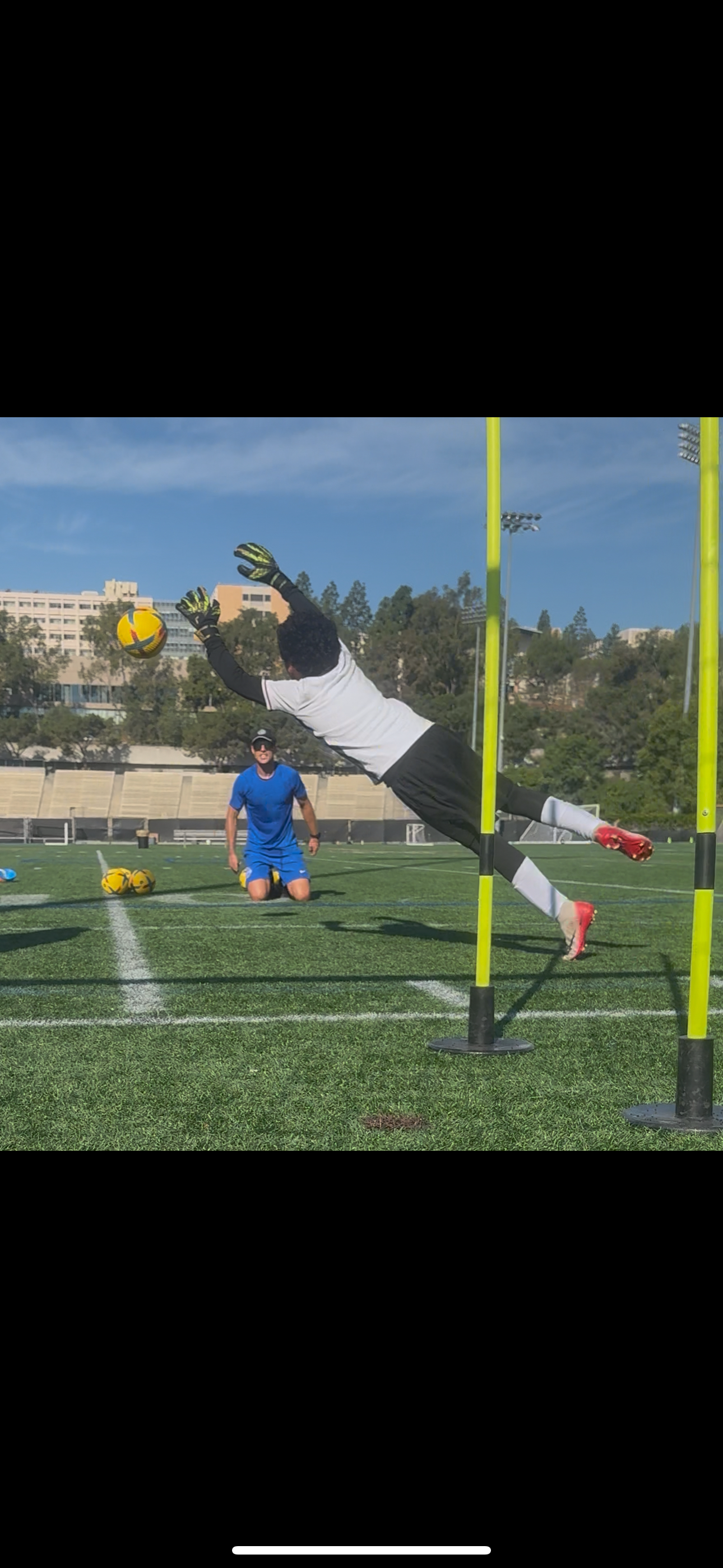 Northstar goalkeeper diving save during elite training session