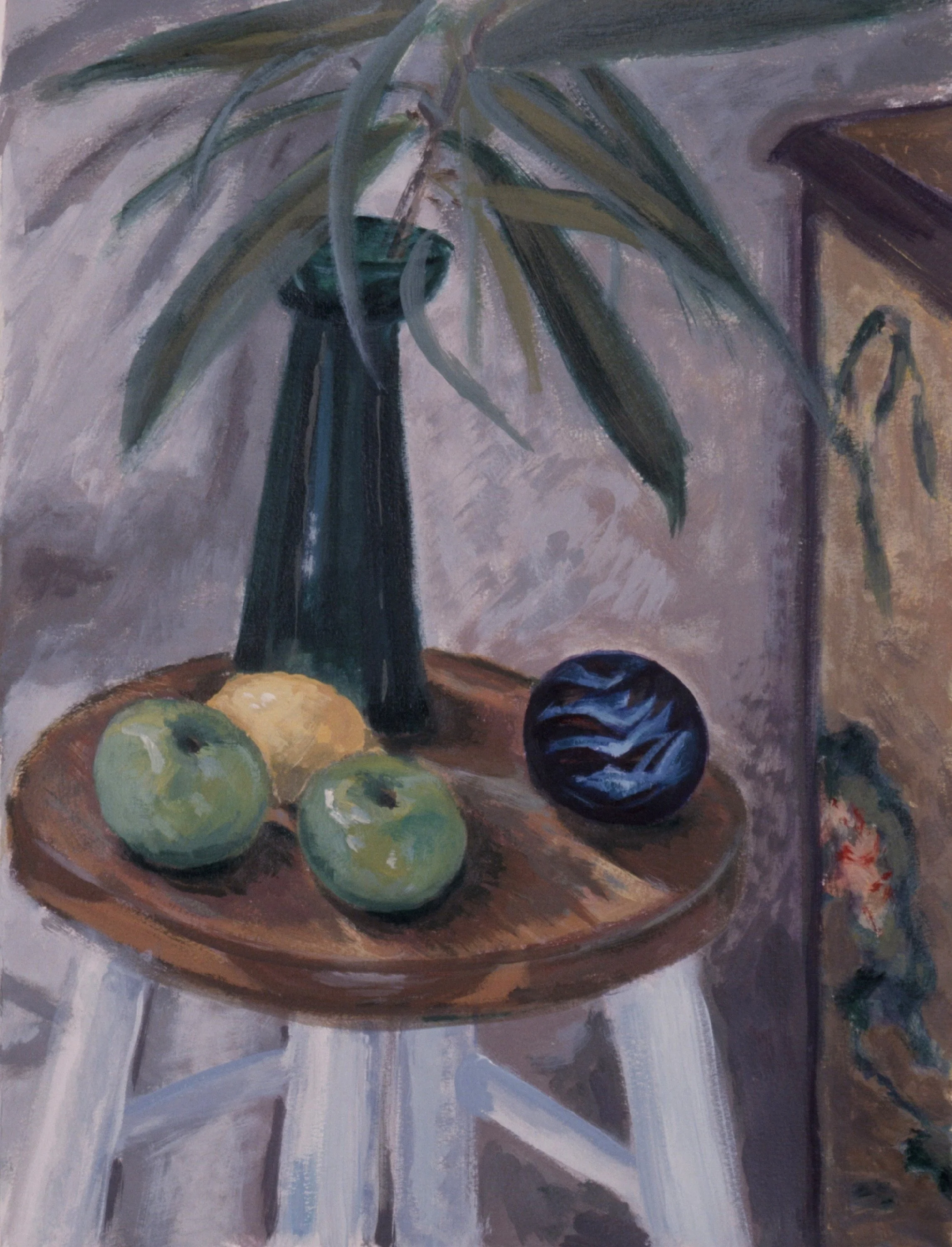 Still Life with Green Hyacinth Vase and Painted Chest