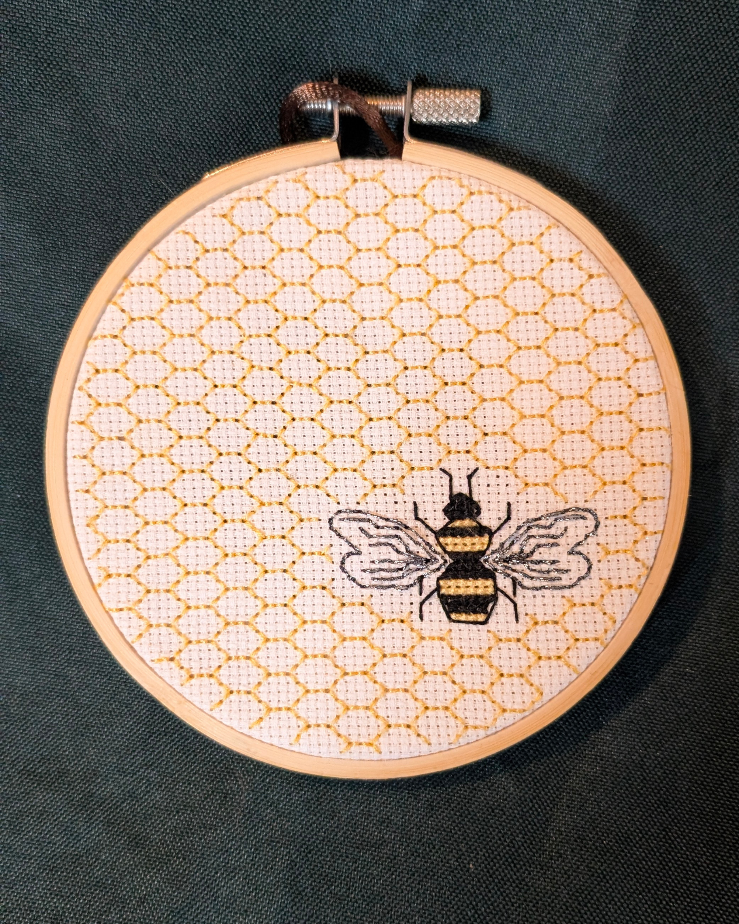 Embroidered “Save the Bees” Wall Hanging