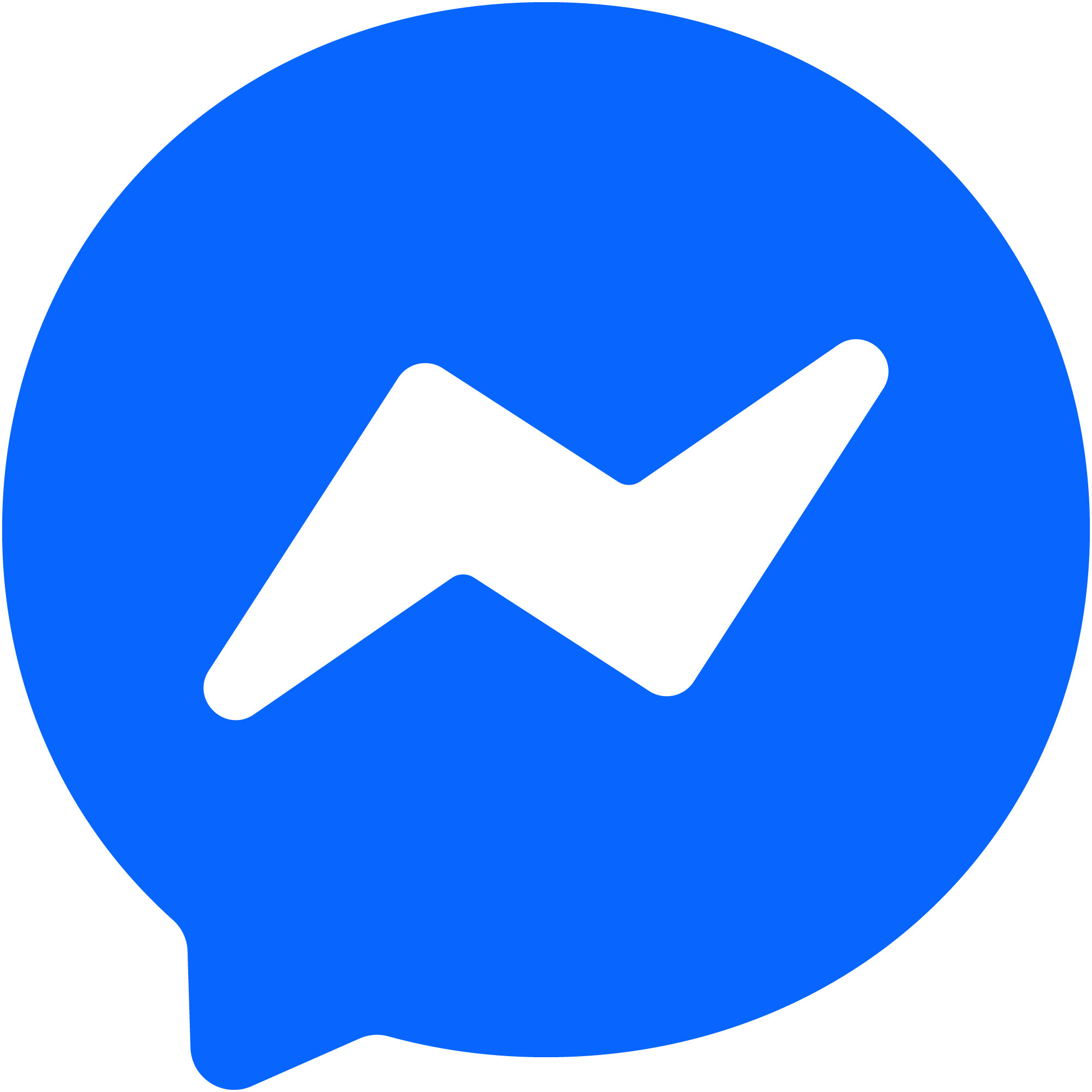 Facebook Messenger app icon with blue speech bubble and white lightning bolt symbol.