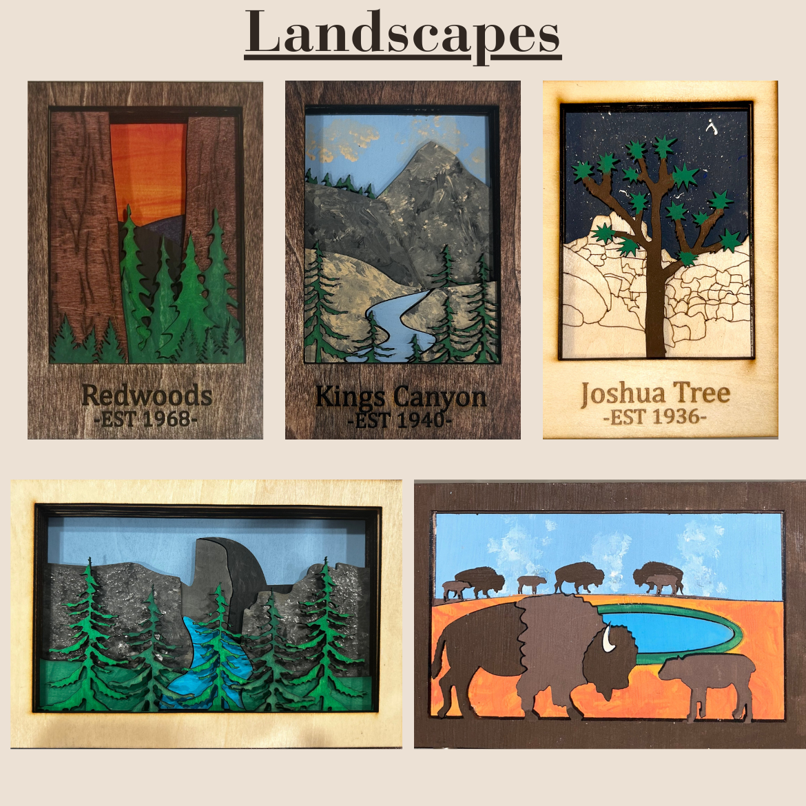 Inspired by the beauty of nature, landscapes are carefully crafted to create unique depth and texture that brings each scene to life. Can be turned into a magnet upon request.