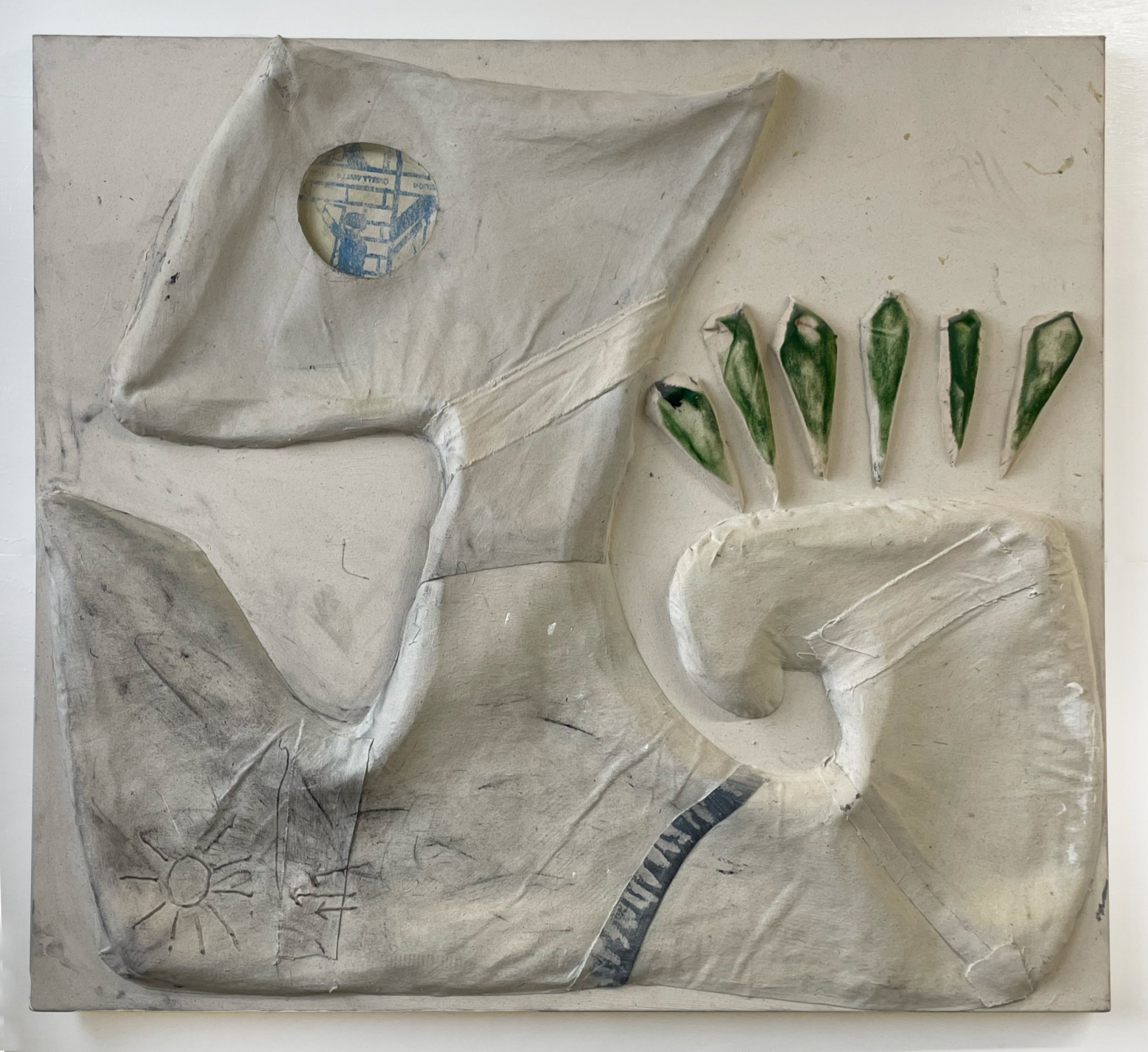 "Keeper of the Peace"
48"x56"
2025
oil, graphite, gesso, ink, hot glue, on canvas