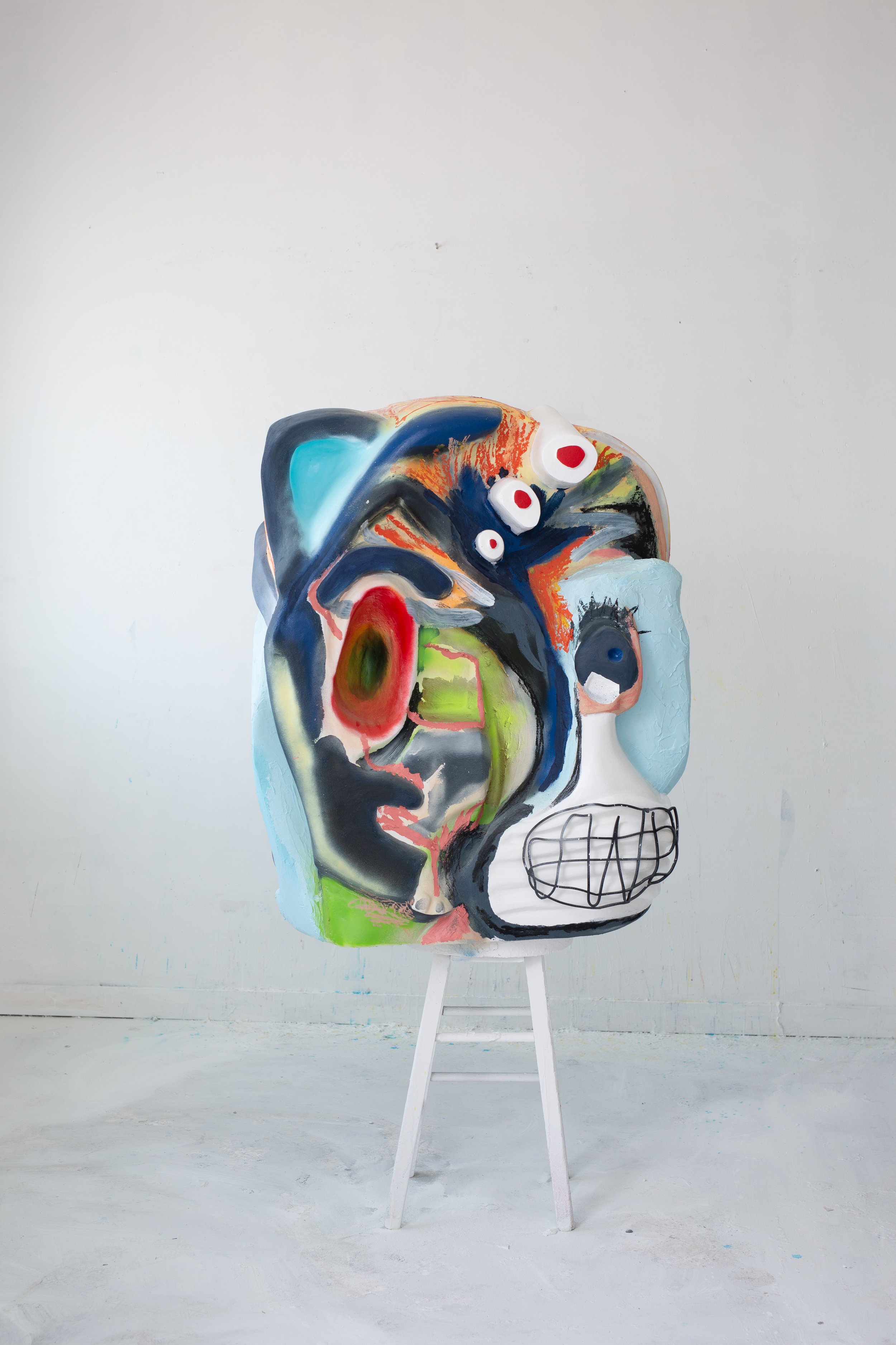 "Sculpture of a painting of a mask"
48"x28"x36
2022
oil, graphite, acrylic, plaster on foam