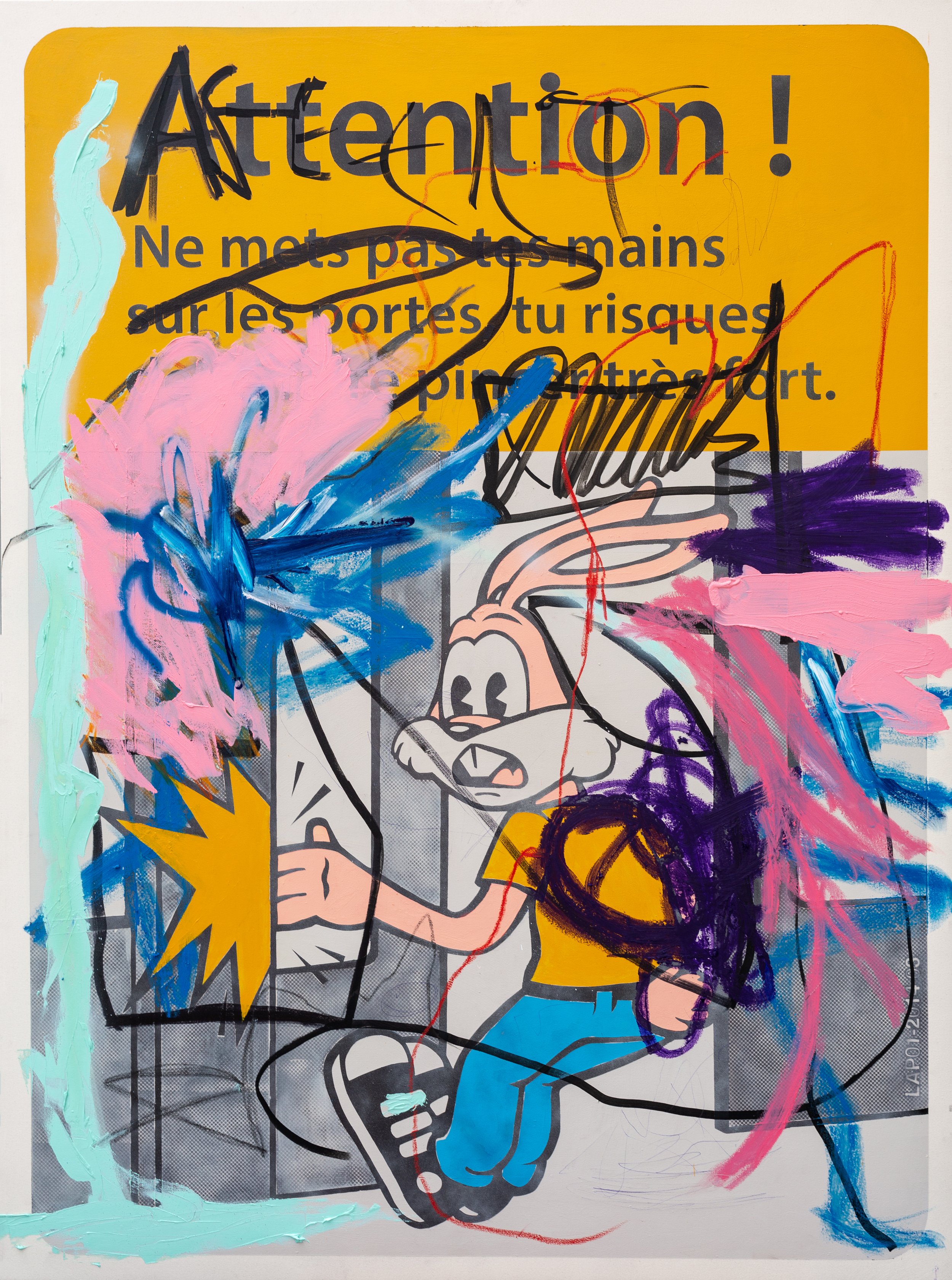 "Serge"
88”x66”
2022
acrylic, spray, oil stick on canvas
