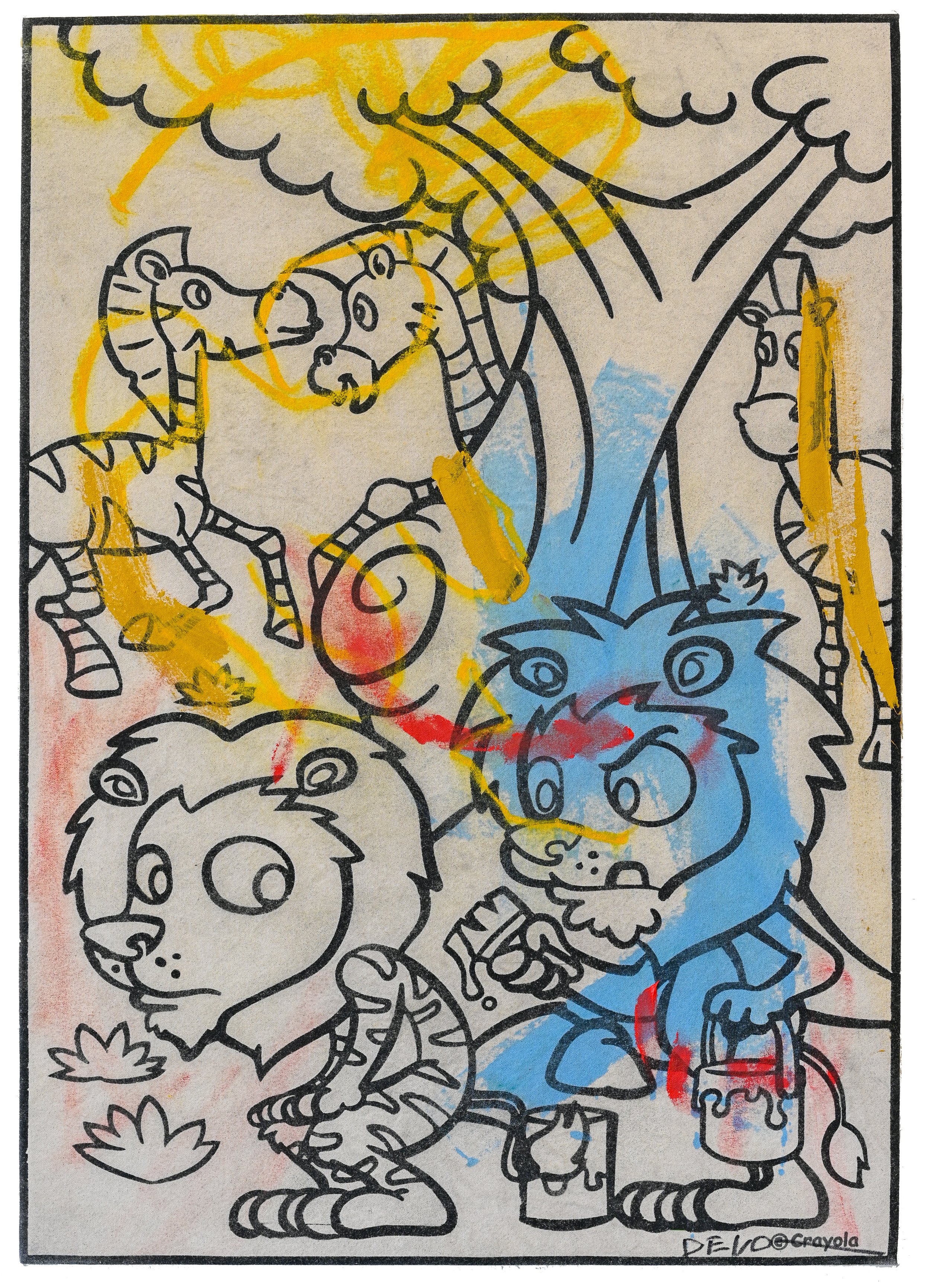 "Coloring book"
24.75”x34.75”
2023
acrylic,Spray, oil stick on
canvas
SOLD