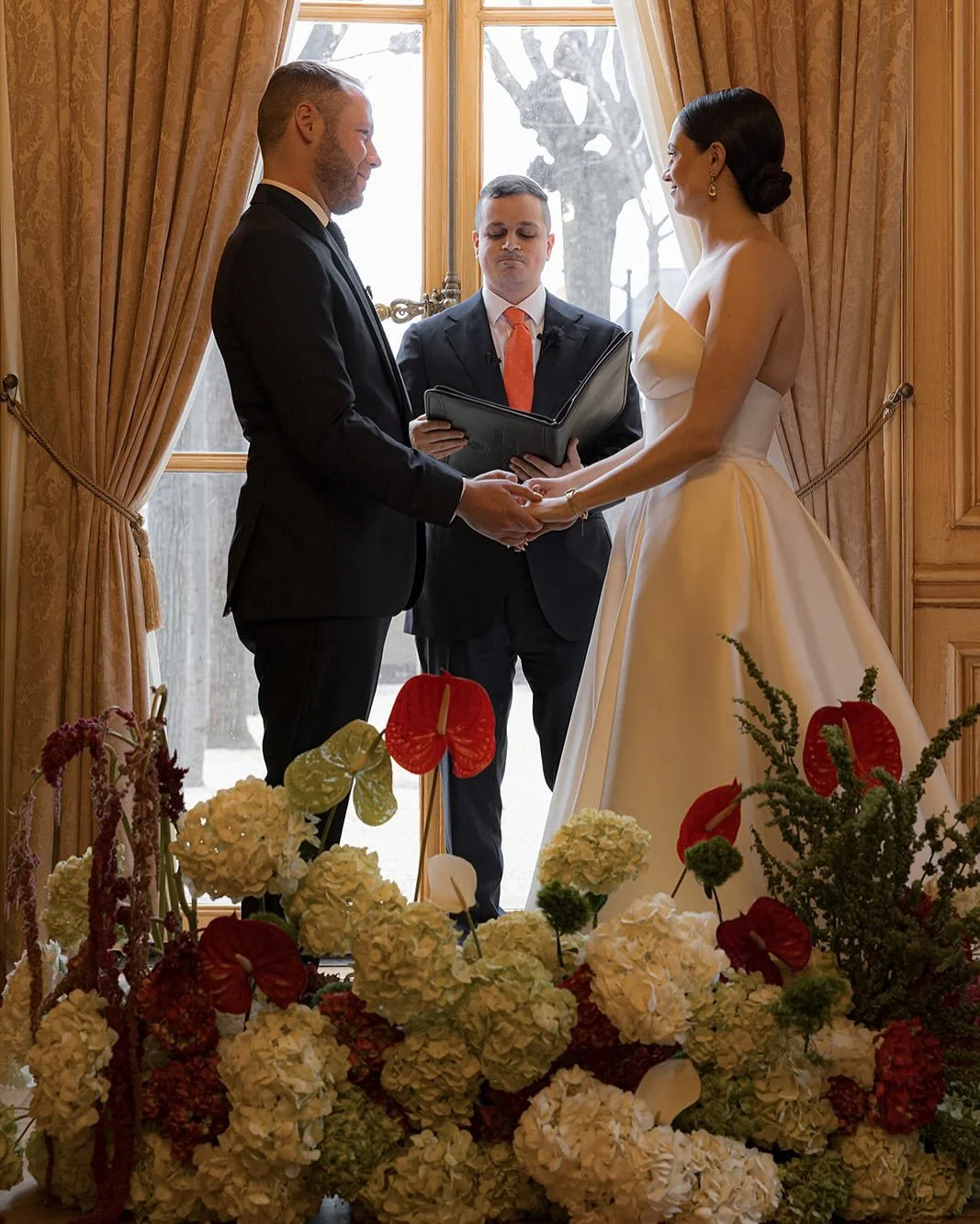 Bold anthuriums, lush hydrangeas, and a whole lot of love. We brought the drama to this romantic ceremony setup&hellip;so grateful to have designed the florals for such a beautiful &lsquo;I do.&rsquo; 😍

Venue @meridianhouse 
Photographer @januarysk