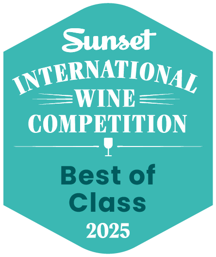 Badge for Sunset International Wine Competition 2025, indicating Best of Class.