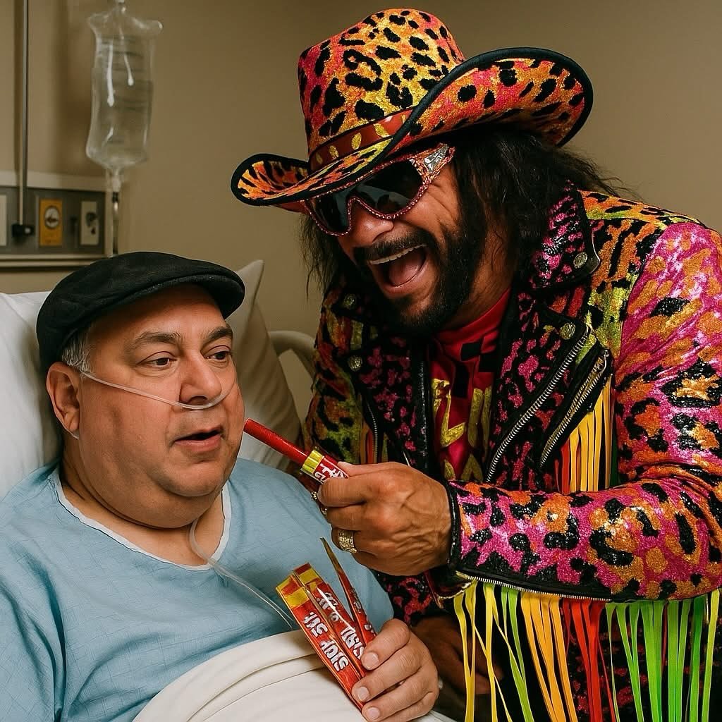 Highlight of my last ER visit: &ldquo;Macho Man&rdquo; Randy Savage showed up to feed me Slim Jims in my hospital bed. Brings a tear to my eye recalling the moment.