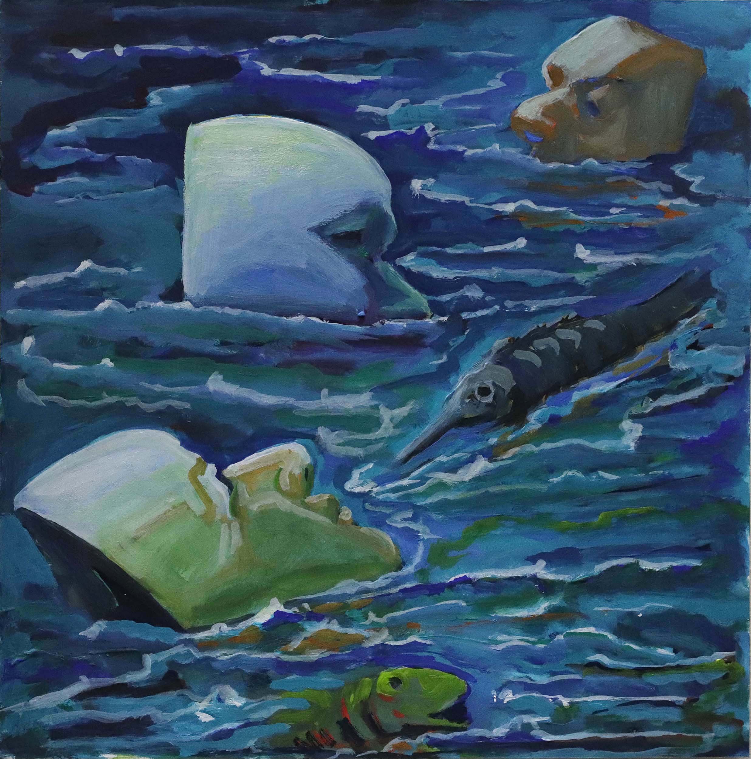 Afloat • 2020 • 8 x 8 inches • Gouache