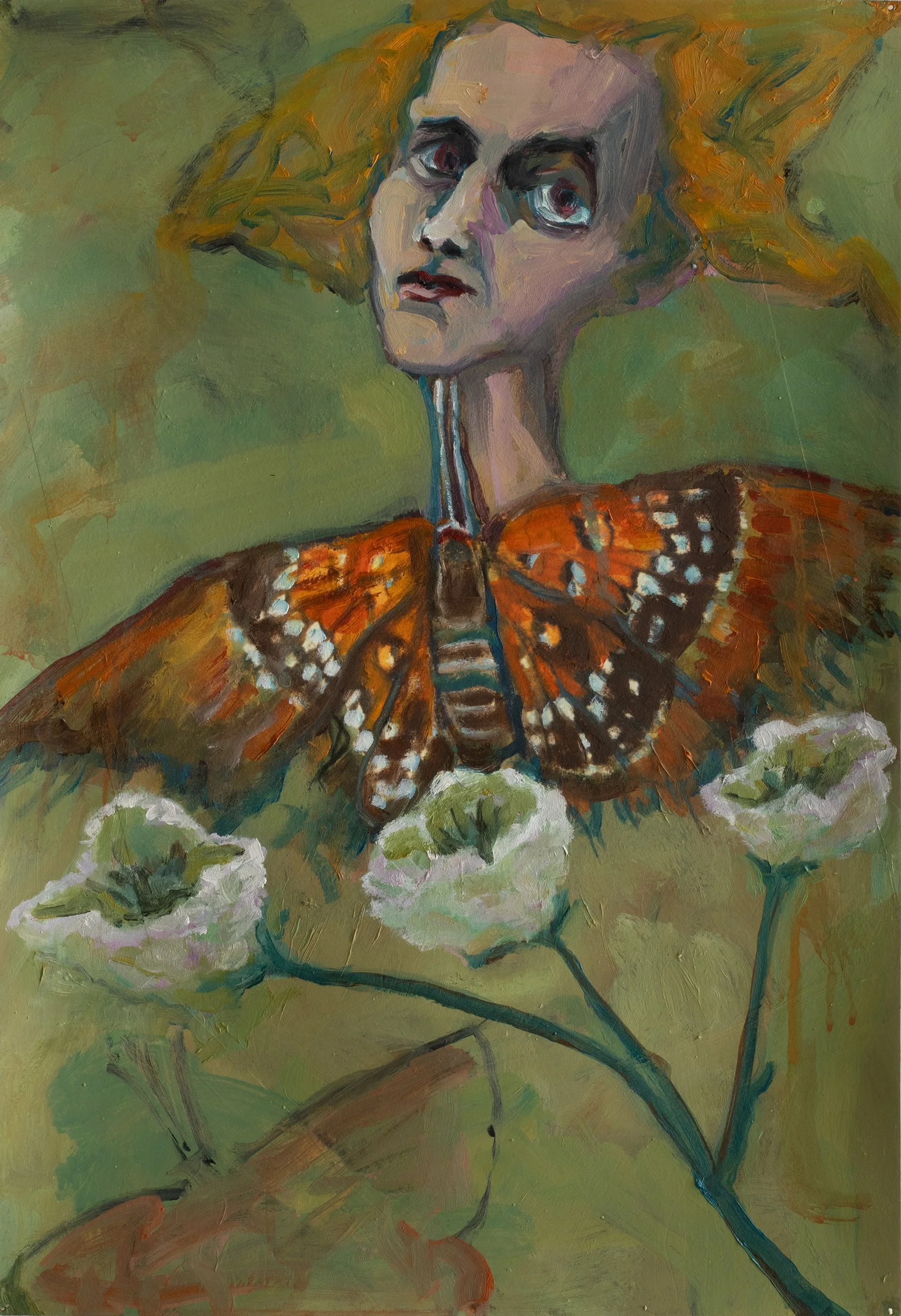 Metamorphosis • 2023 • 19 x 13 inches • Digital print and water based oil paint on prepared paper