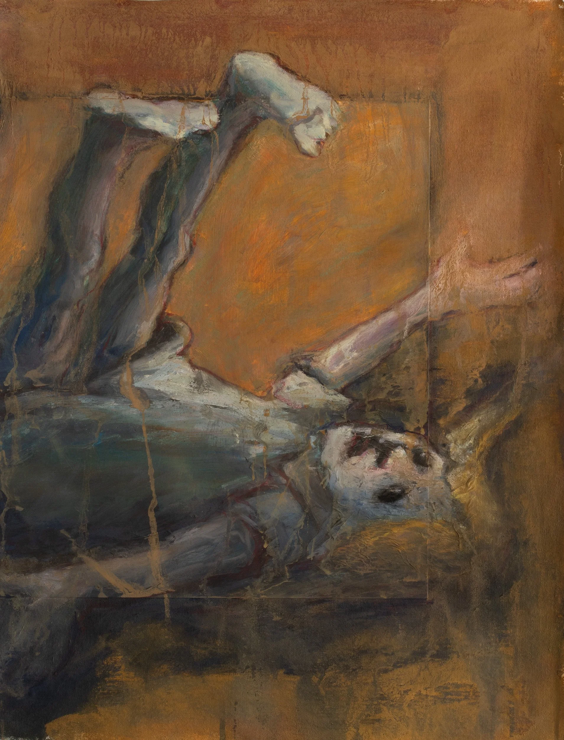 Witness - Legs Up • 2023 • Mixed media collage on canvas • 24 x 18 inches