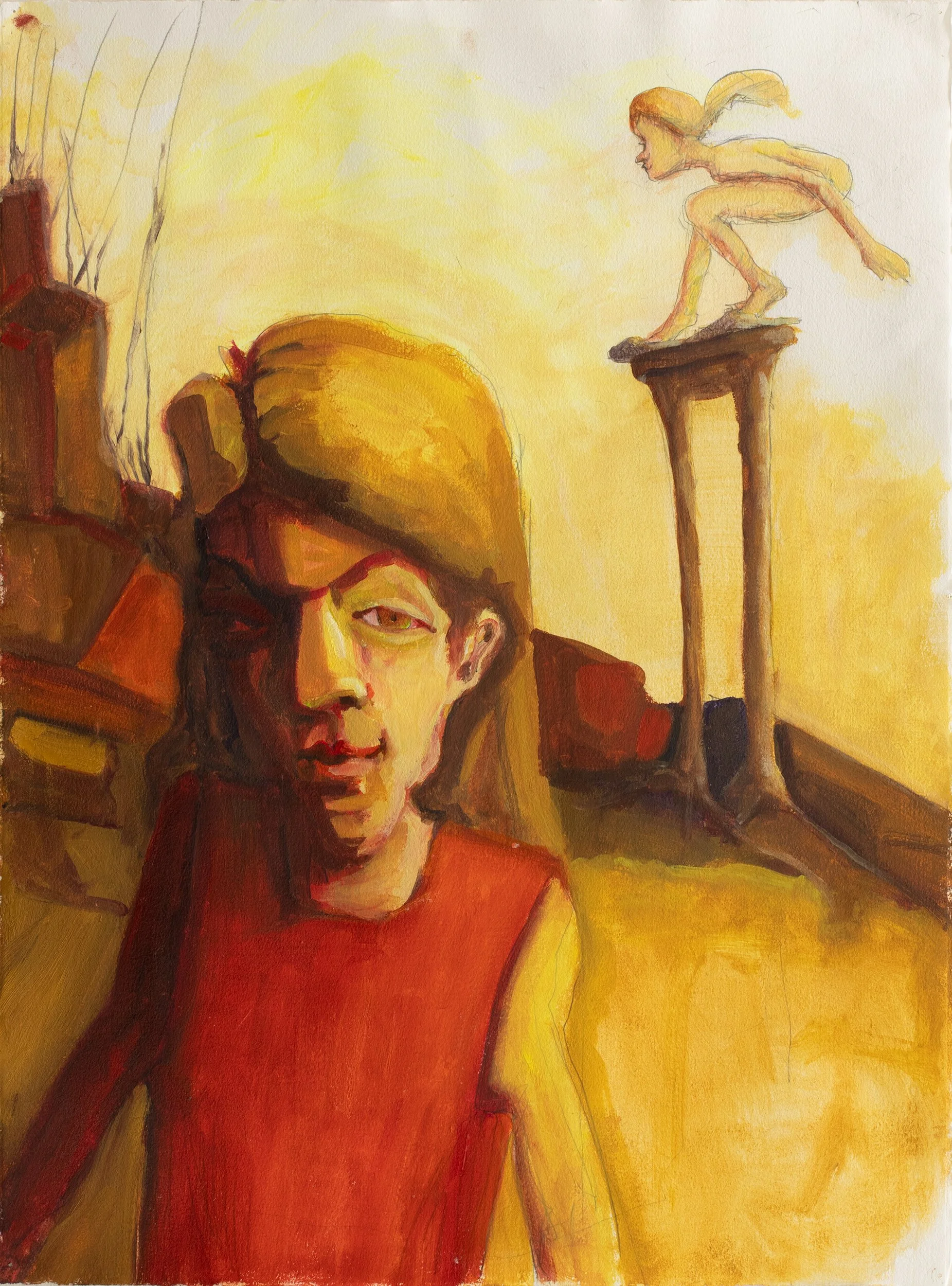 Precocious • 2026 • 30 x 22 inches • Water based oil paint and graphite on paper