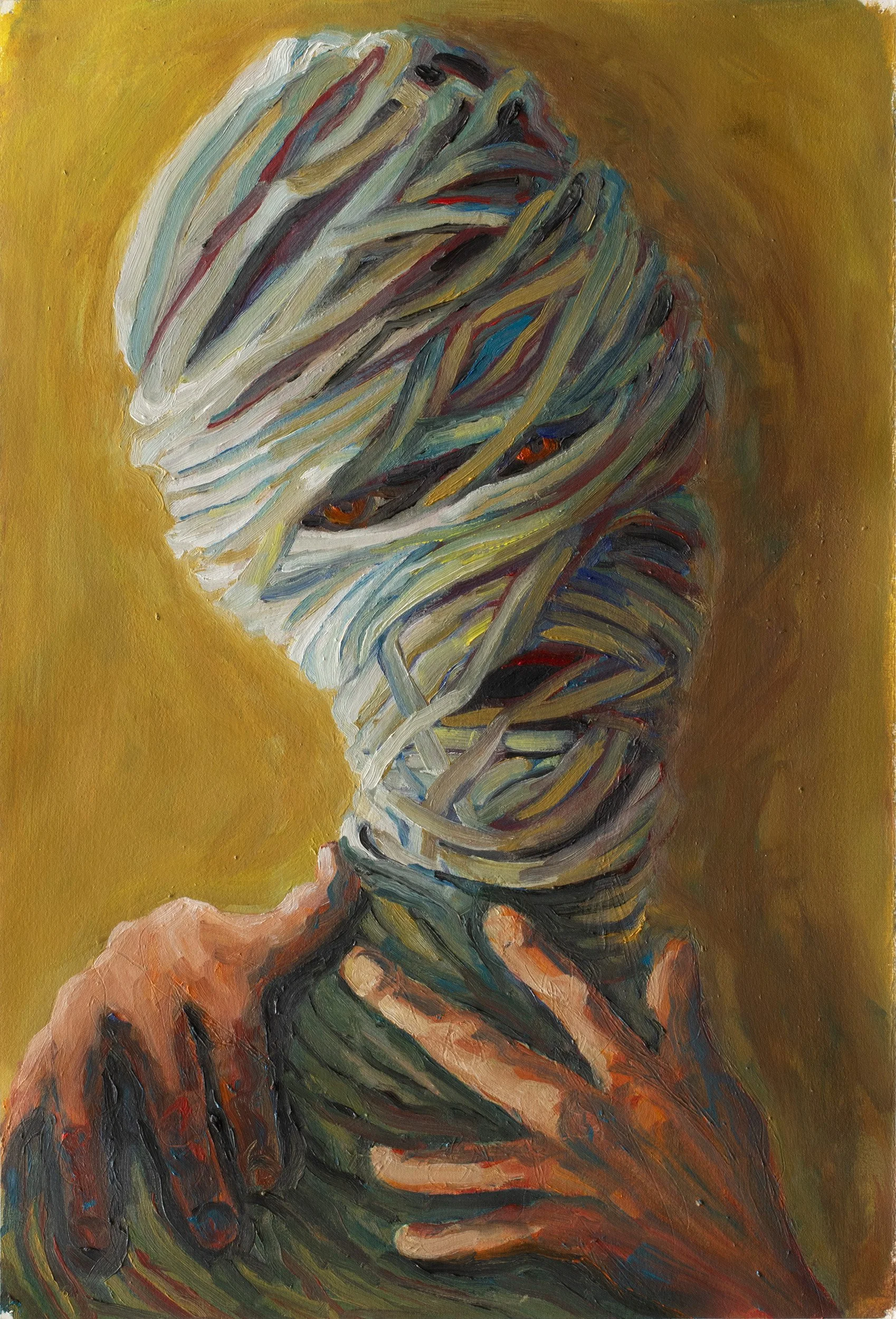 Wounded • 2024 • 22 x 15 inches • Water based oil paint on prepare paper