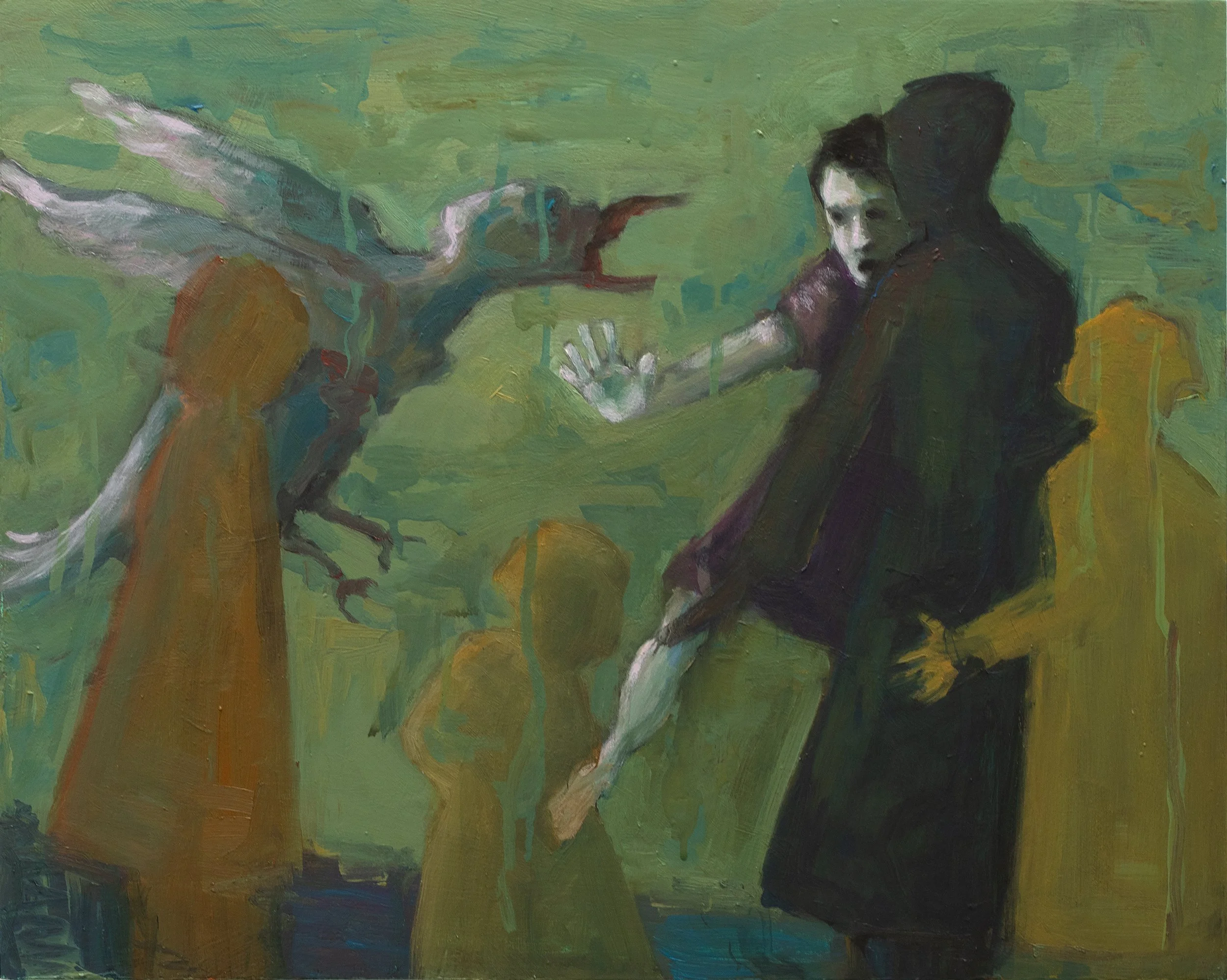 Specter 2 • 2023 • 16 x 20 inches • Water based oil paint and stencils on panel