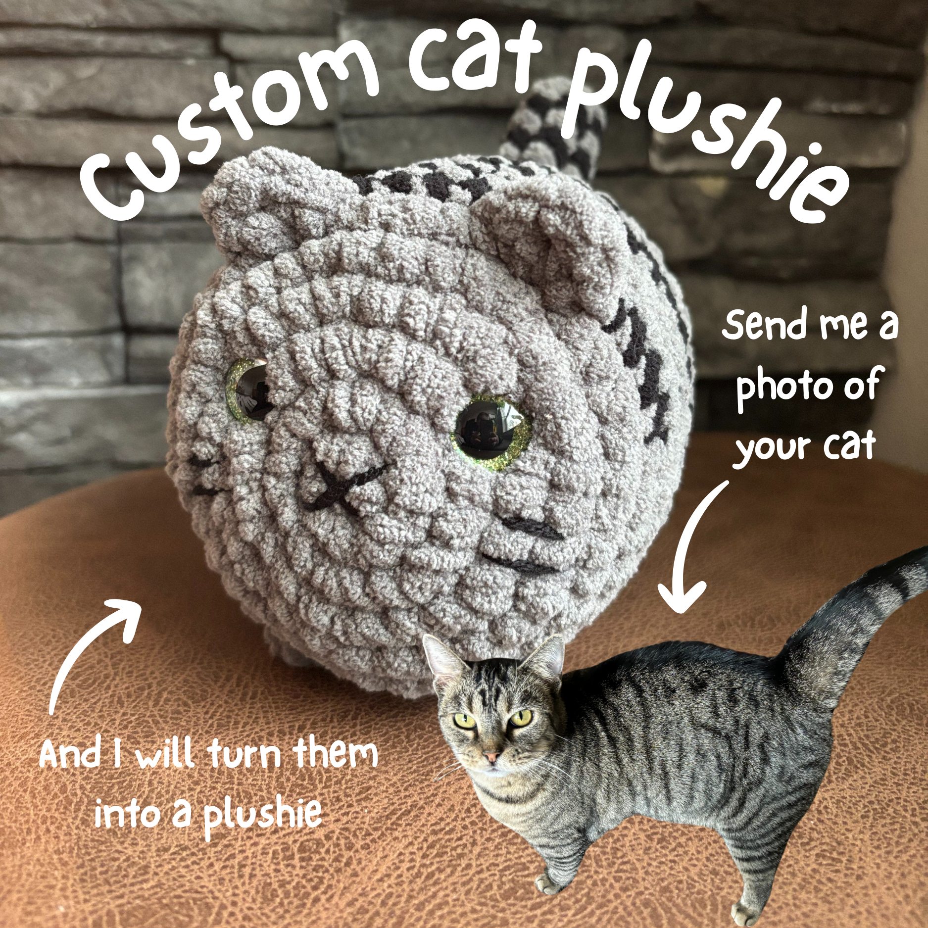 Custom cat replica crochet plushie
