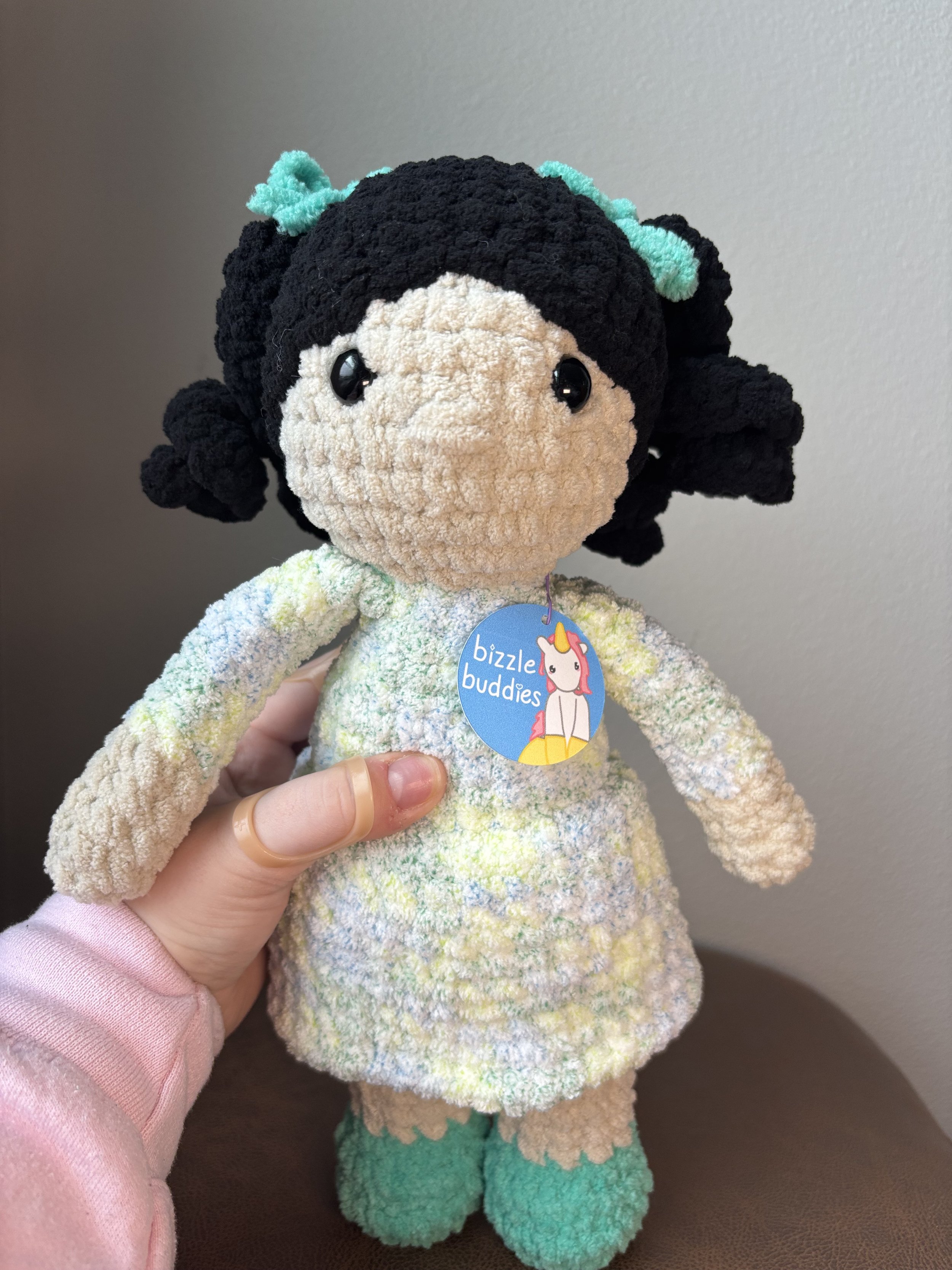 Green and Teal Dress Doll crochet plushie