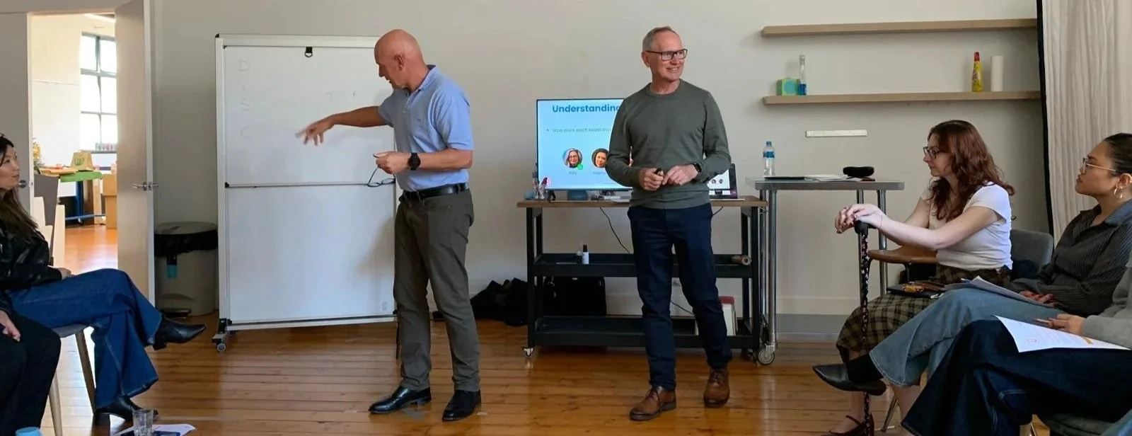 Mark Parry and Warren Howard facilitating a Howardco workshop on to help people focus and purposeful action and communication during uncertainty.