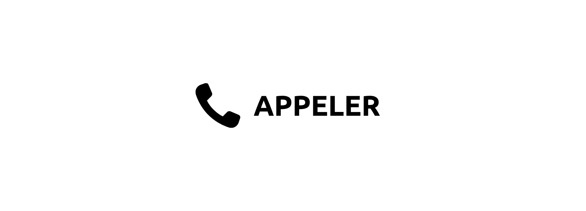 Bouton blanc avec une icône de téléphone noir et le mot 'APPELER' en gras