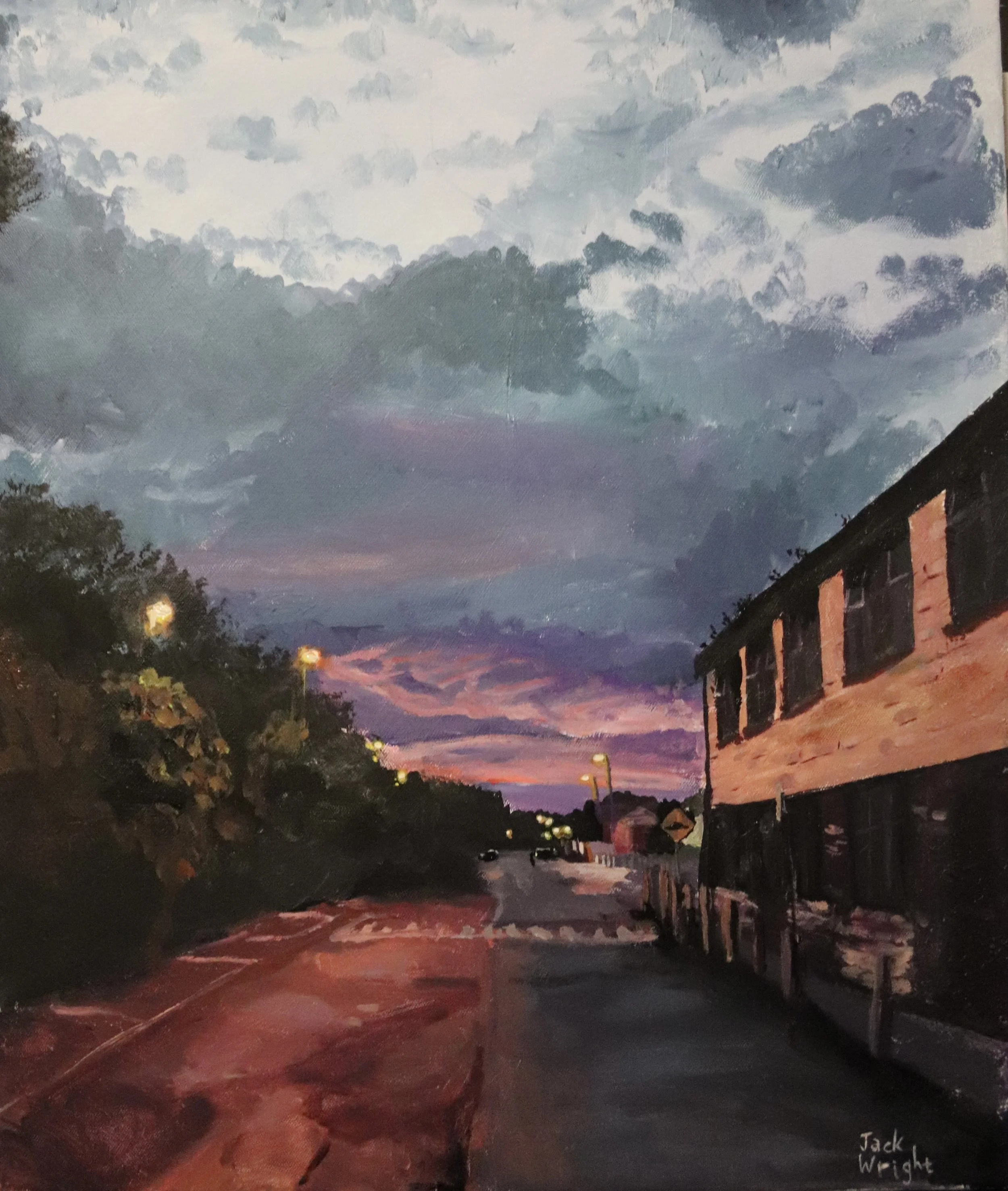 Big Clouds in Little Station | 
50.8x60.9cm. Acrylic on canvas. Painted between May & September of 2025.