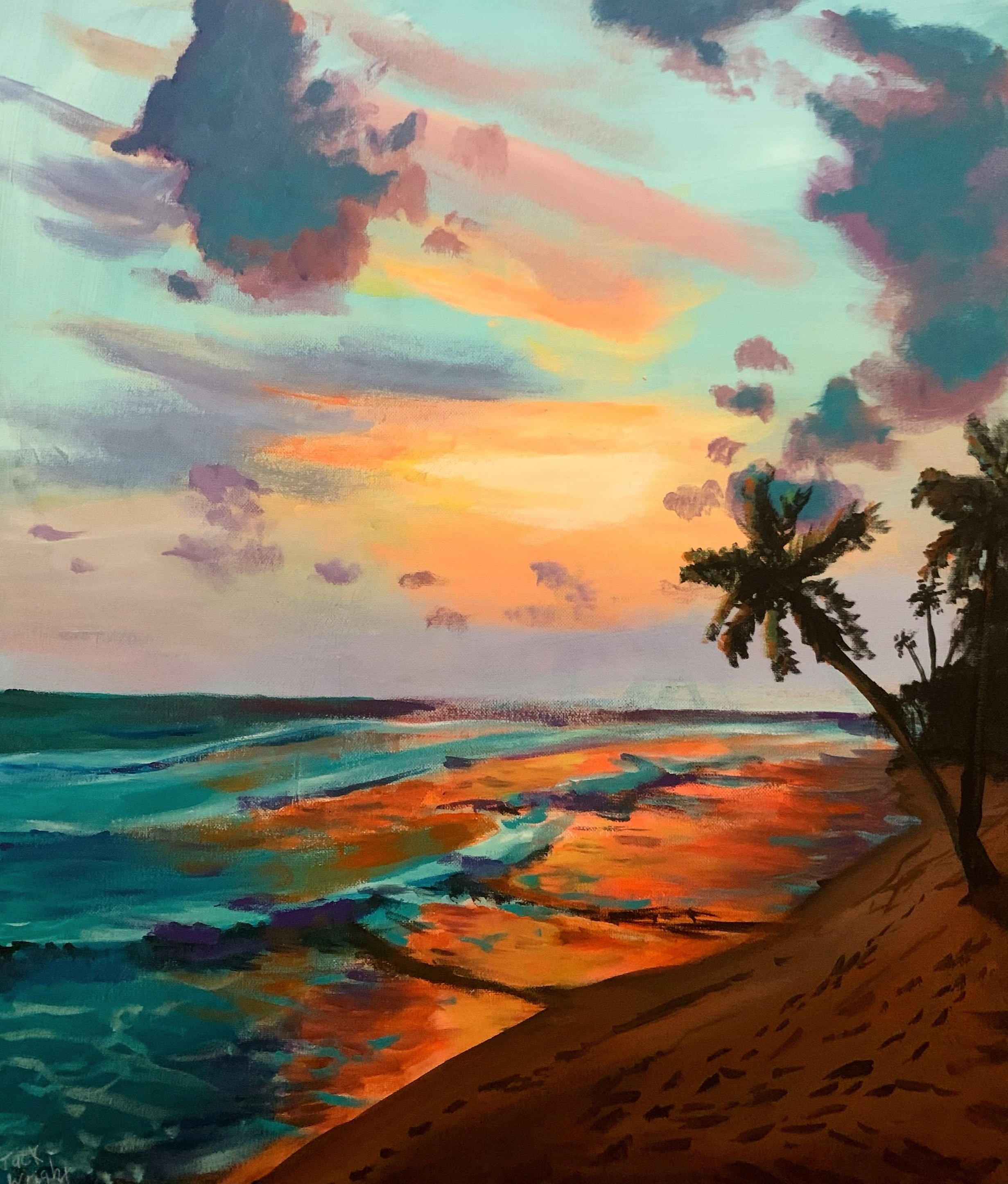 The Wandering Palm Trees |  50.8x60.9cm. Acrylic on canvas. Originally Painted in March 2022