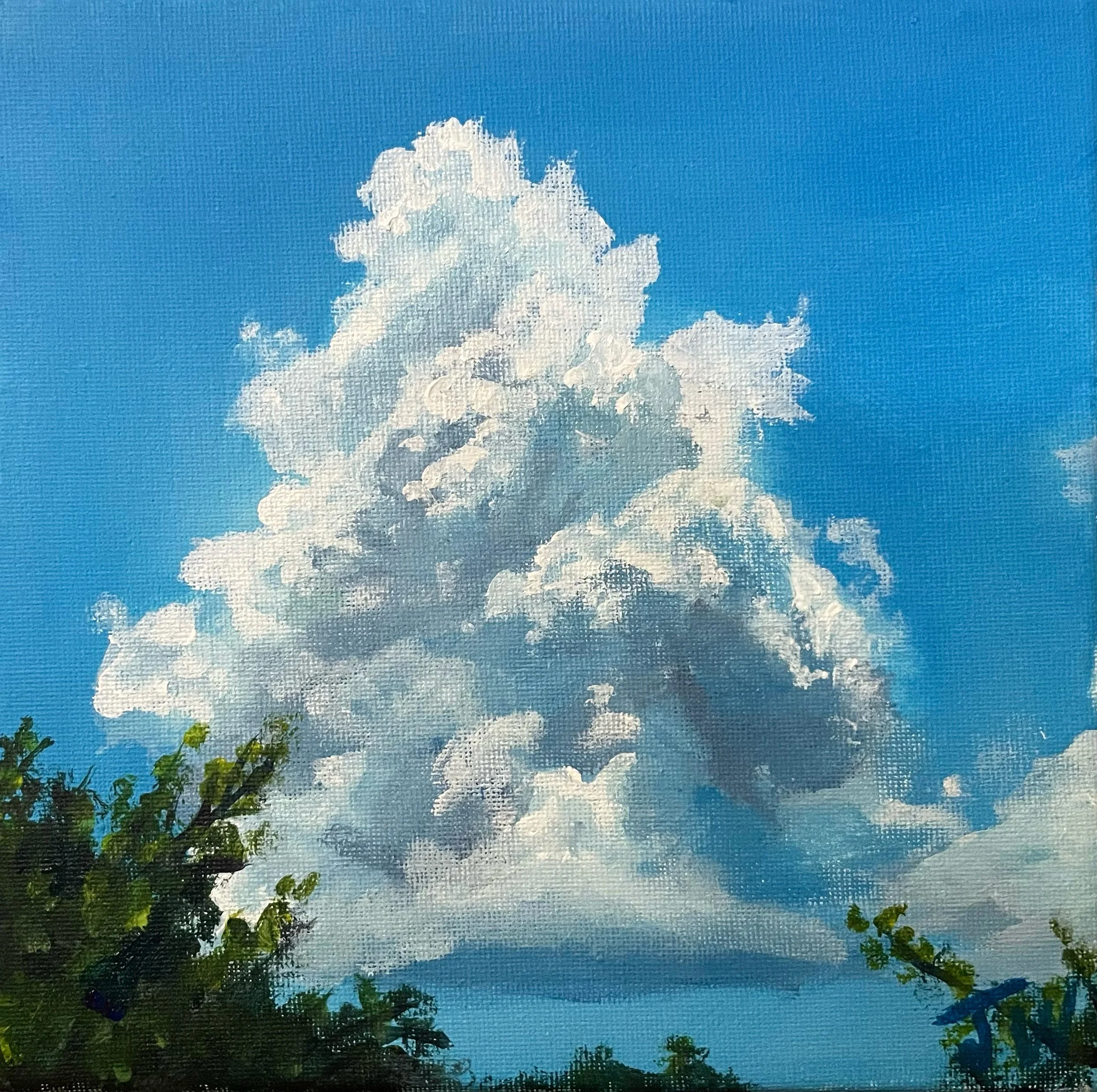 The Big Cloud on the Short Walk | 20.5x20.5cm. Acrylic on canvas. Originally Painted in November 2023