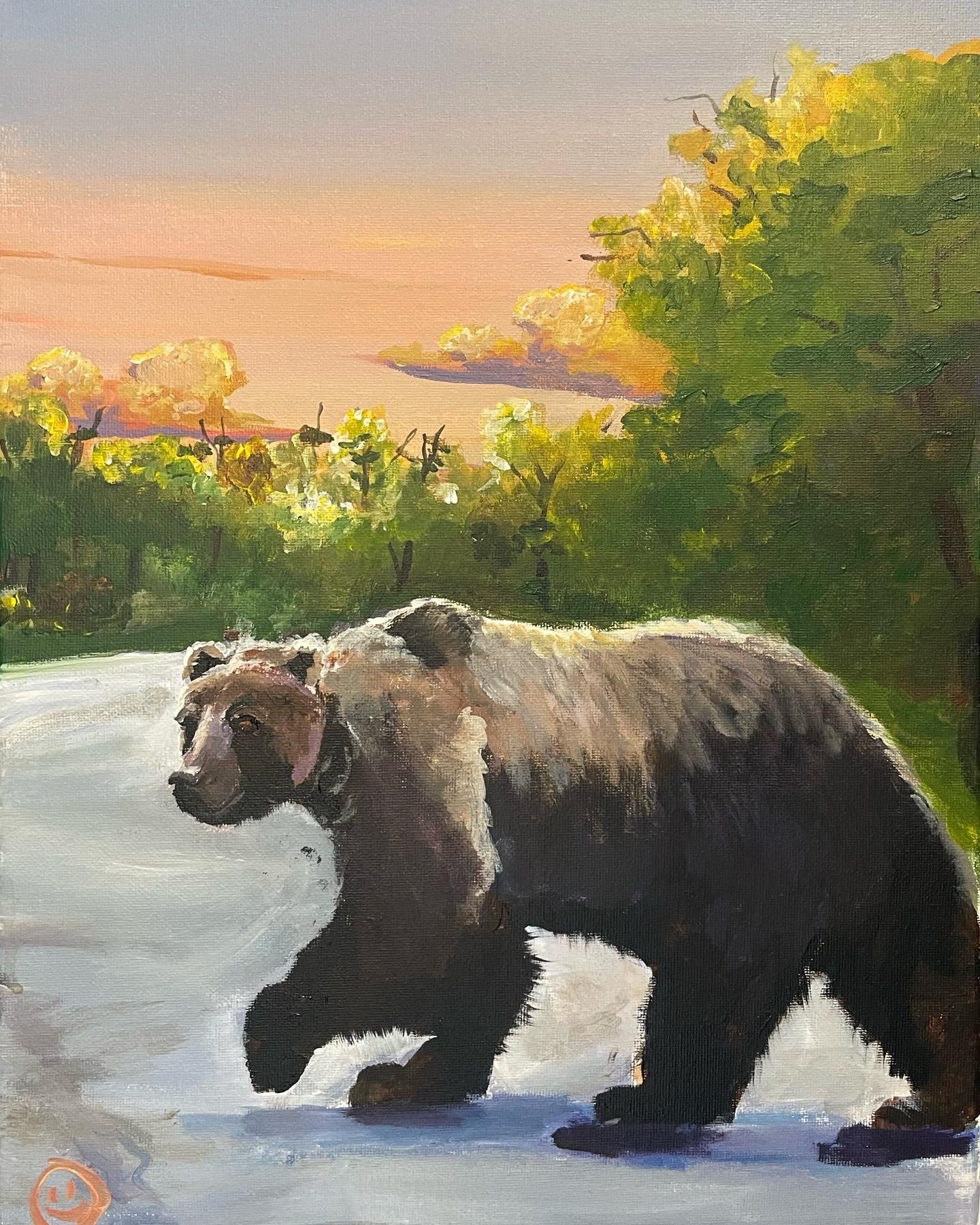 Bear IV | 40x30cm. Acrylic on canvas. Painted while teaching a class at Ladder Art Space in September 2024