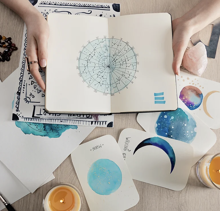 astrology, chart, natal, moon, sun, stars, reading, intuition, map, symbols, planets, signs, zodiac