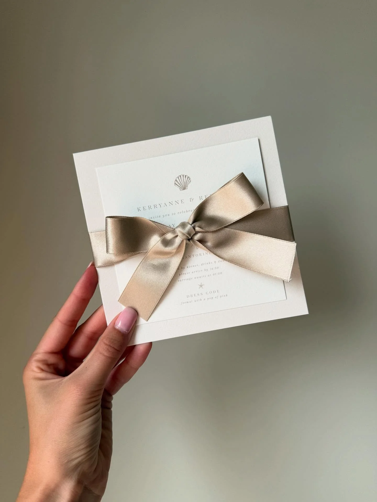 swipe to see how this neutral pebble set started 🤎

thoroughly enjoyed designing this one for a destination wedding, incorporating shells, neutral tones &amp; the perfect double satin ribbon ~ although, trying to match neutral beiges will forever be