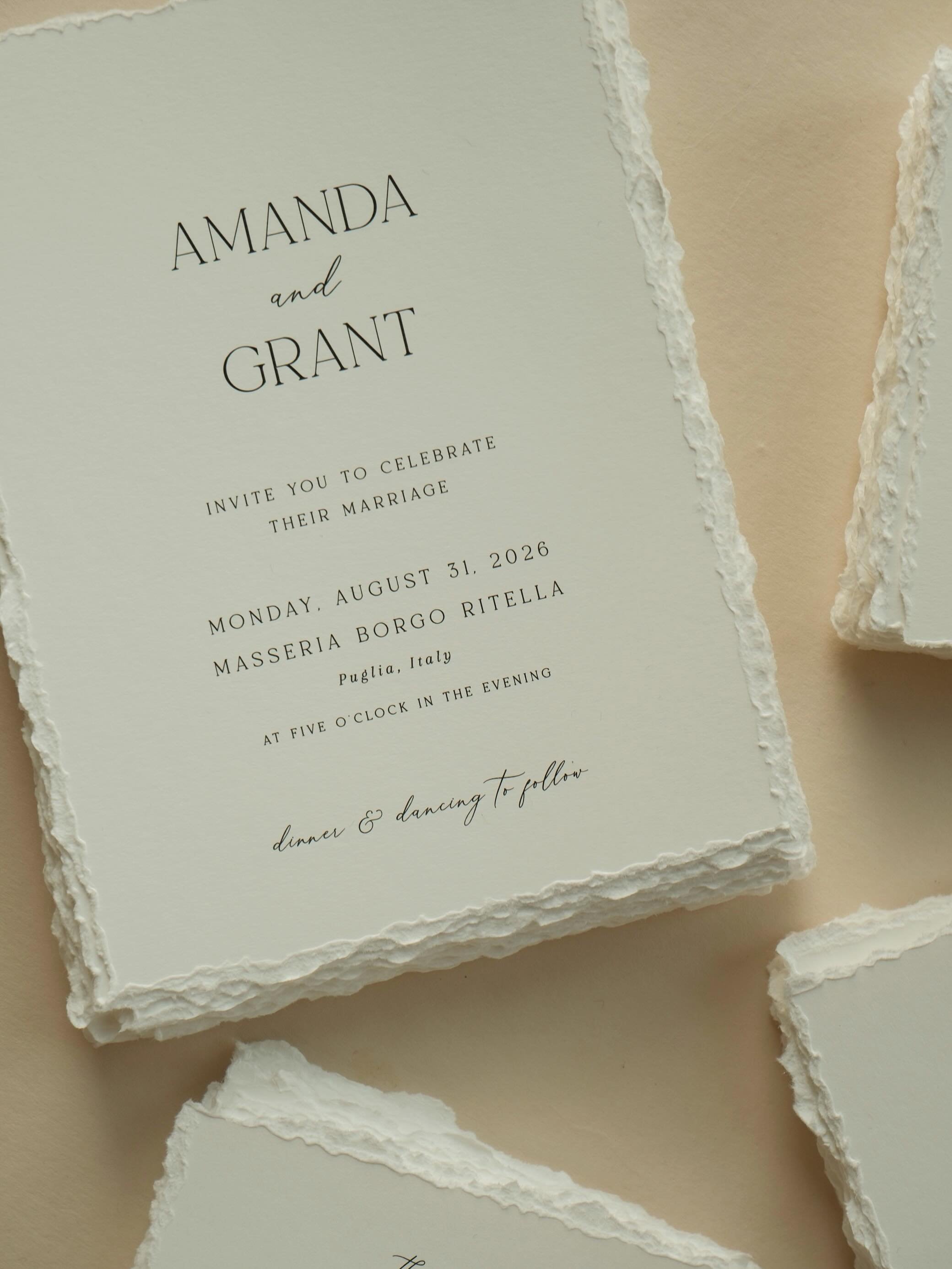 torn edges + an italian summer wedding for A&amp;G 🪞💌🤍 the torn edges really add that extra touch of delicacy to your suite.

the torn edges will be carried throughout the wedding stationery to on the day.