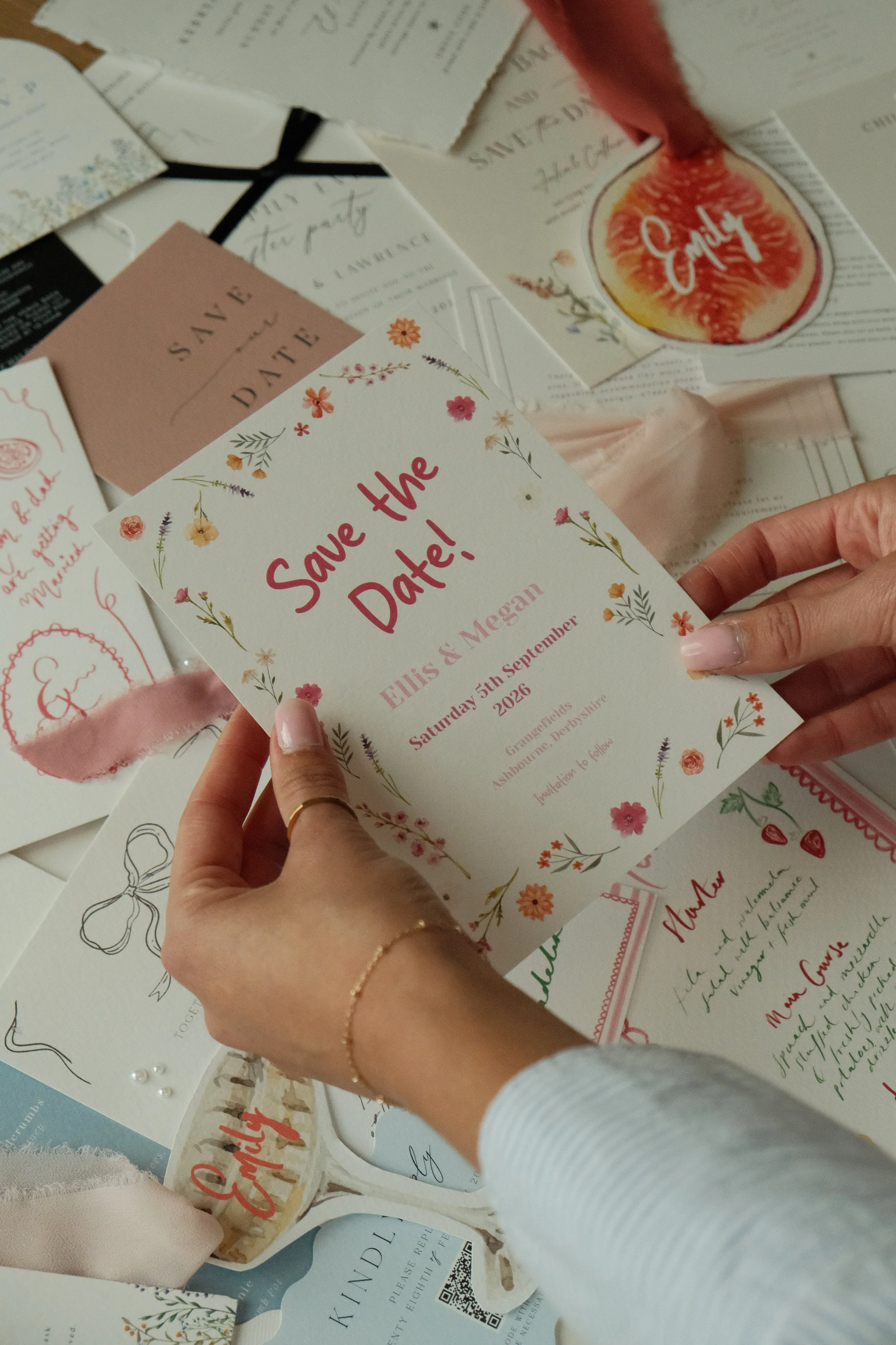 watercolour floral save the dates