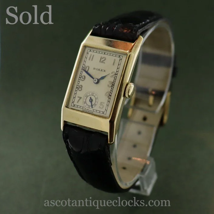 1930s 9ct gold vintage Rolex tank watch.
