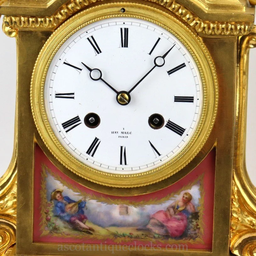 A late 19th Century porcelain-panel mantle clock by HRY Marc Paris