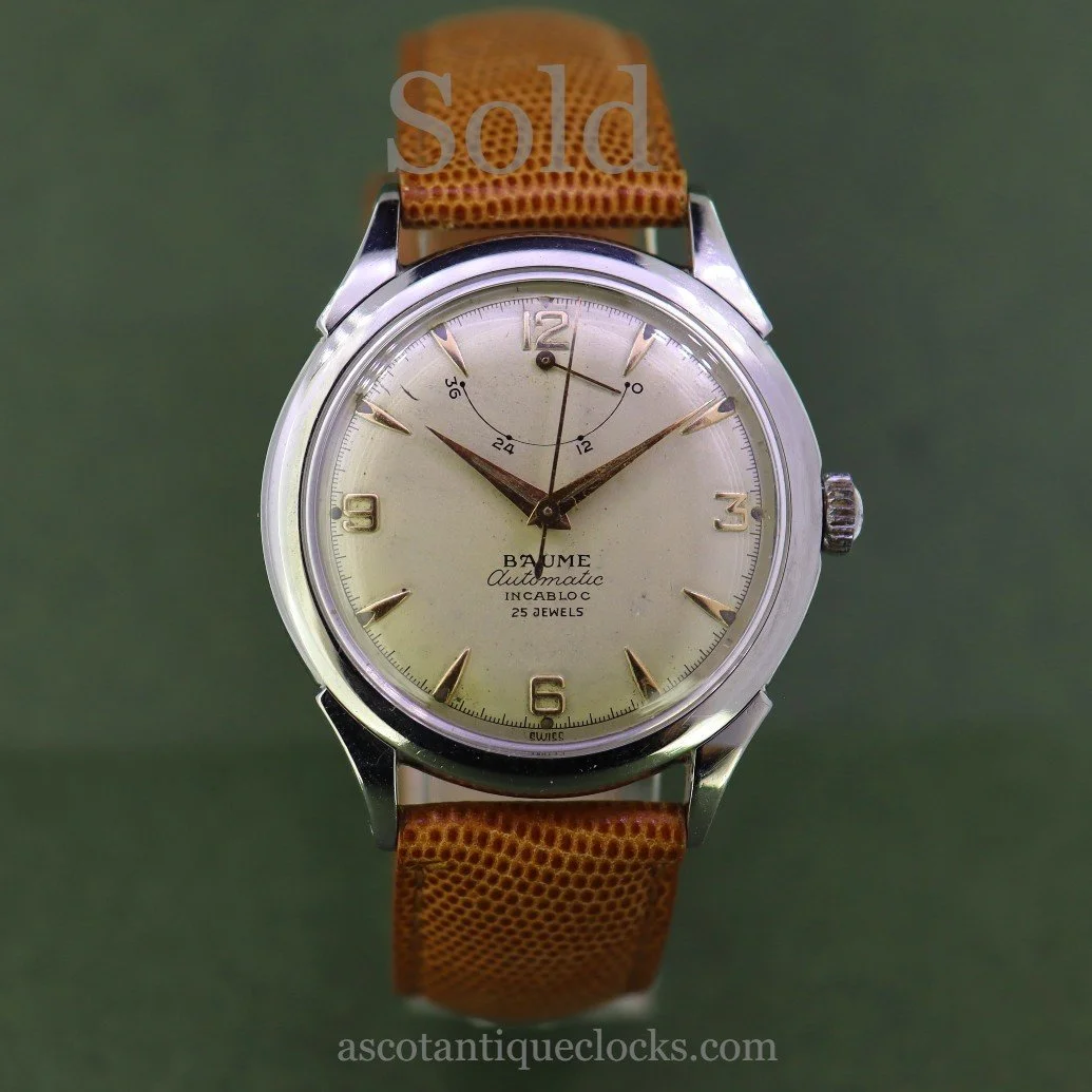 1950s Baume automatic vintage watch with power reserve.