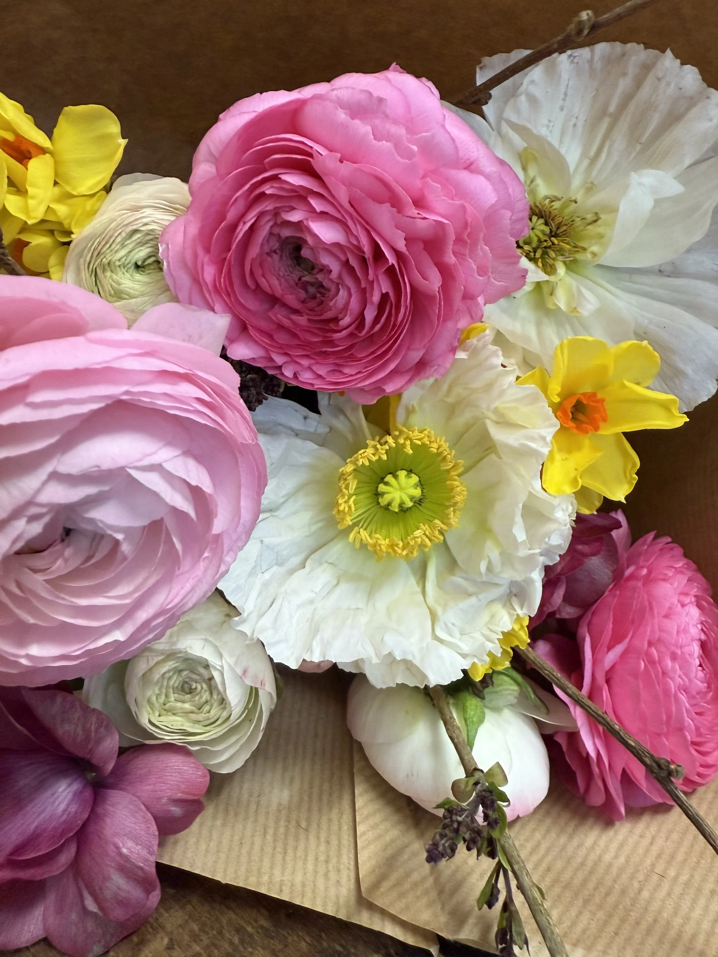 A natural, garden-style bouquet created with British grown seasonal flowers.