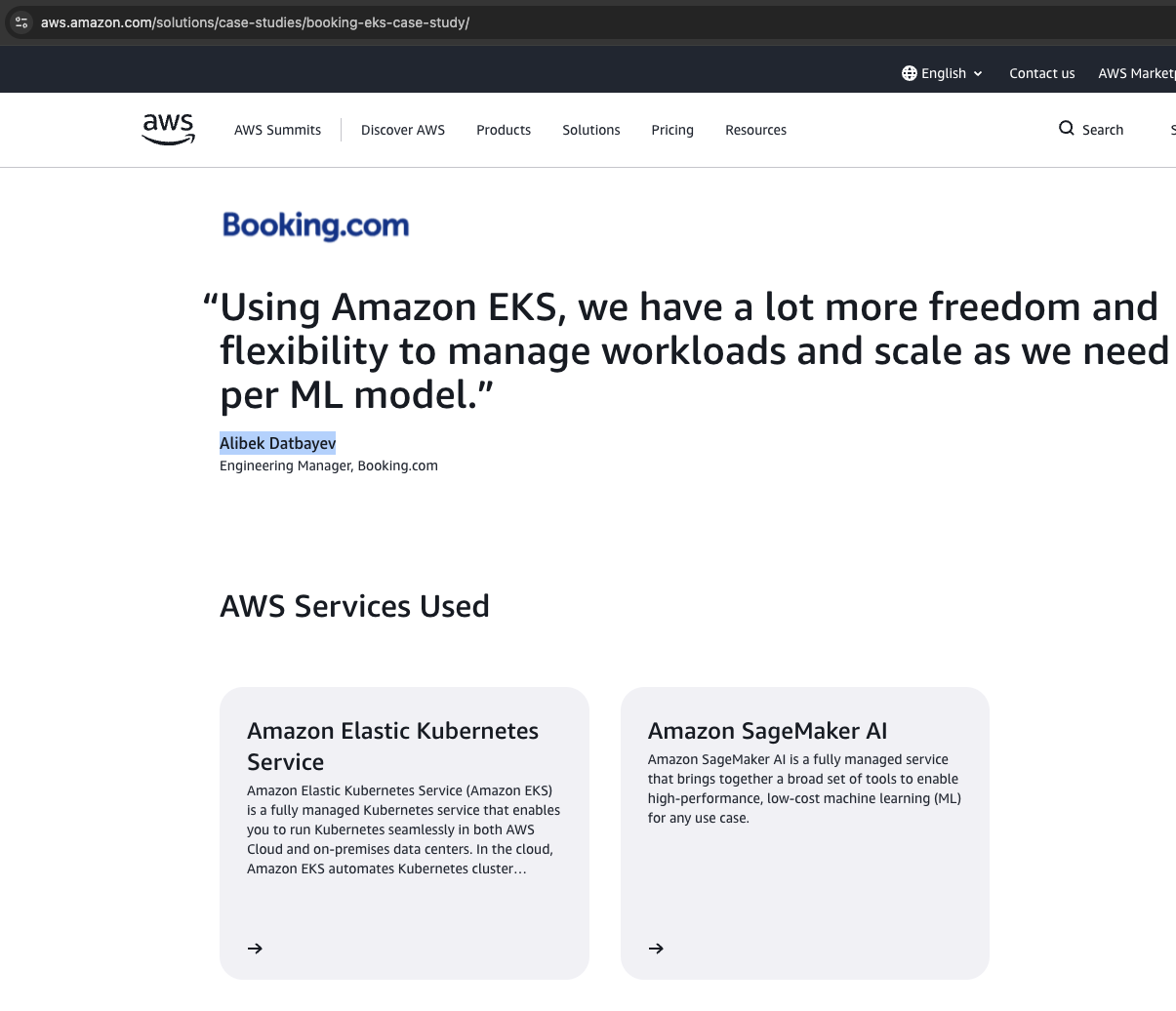 Authored Booking.com case study on AWS blog