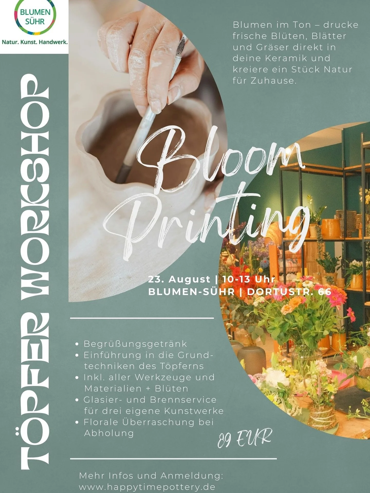 Habt Ihr am Wochenende schon etwas vor? Am Samstag k&ouml;nnt Ihr nicht nur sch&ouml;ne Pflanzen mitnehmen, sondern auch selbst kreativ werden 🌿👐 Beim Happy Time Pottery-Event formen wir gemeinsam mit Ton &ndash; ganz entspannt, ganz kreativ und mi